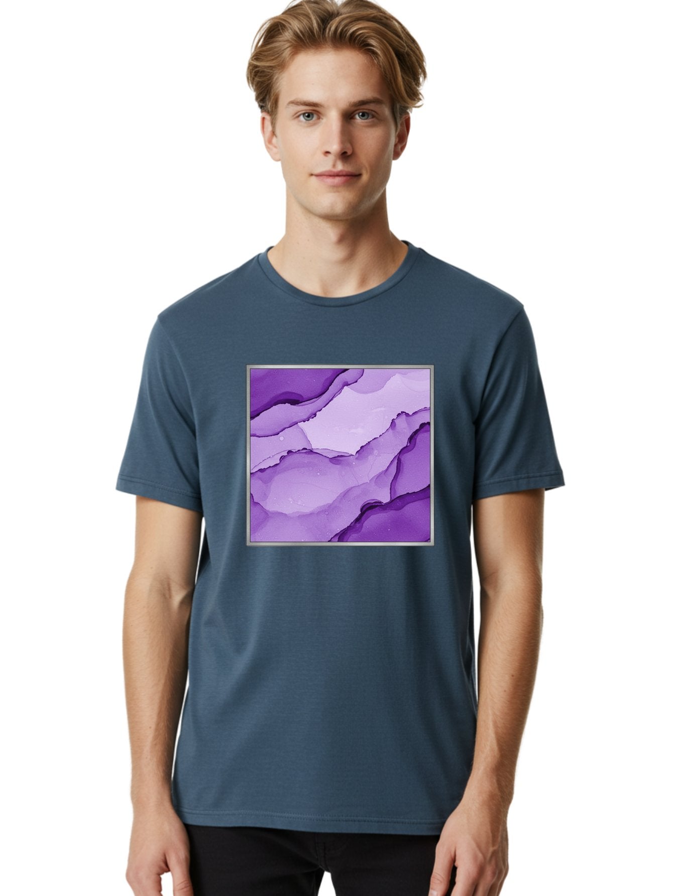 Purple-Marble-Pattern Men'S Graphic Tee, 100% Cotton, Comfortable Casual Summer Wear, Machine Washable, Vintage Camera, Old Camera, Antique Camera, Black Camera, Classic Photography, Photography Equipment, Nostalgic Device, Film Camera, Baj714 22