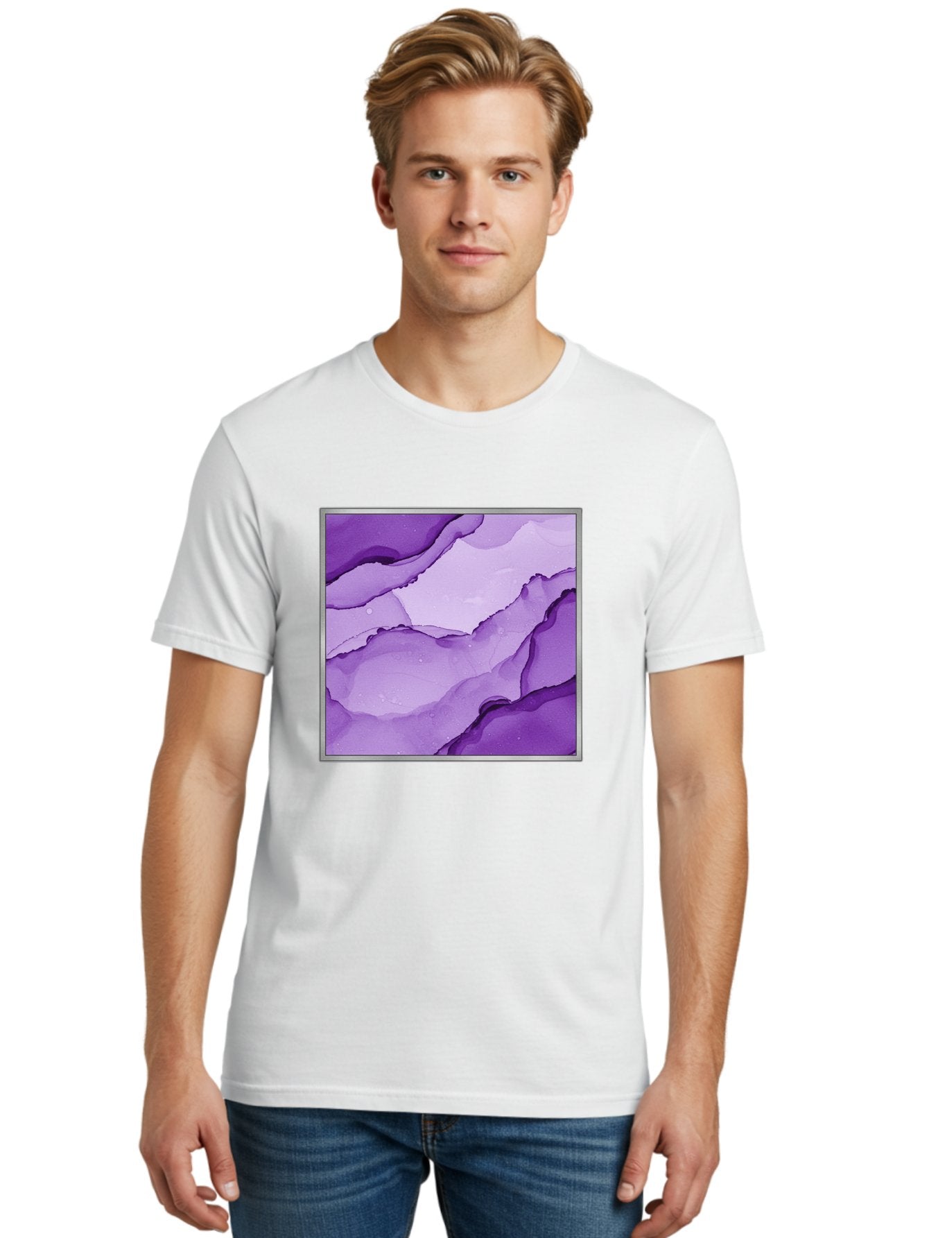 Purple-Marble-Pattern Men'S Graphic Tee, 100% Cotton, Comfortable Casual Summer Wear, Machine Washable, Vintage Camera, Old Camera, Antique Camera, Black Camera, Classic Photography, Photography Equipment, Nostalgic Device, Film Camera, Baj714 21