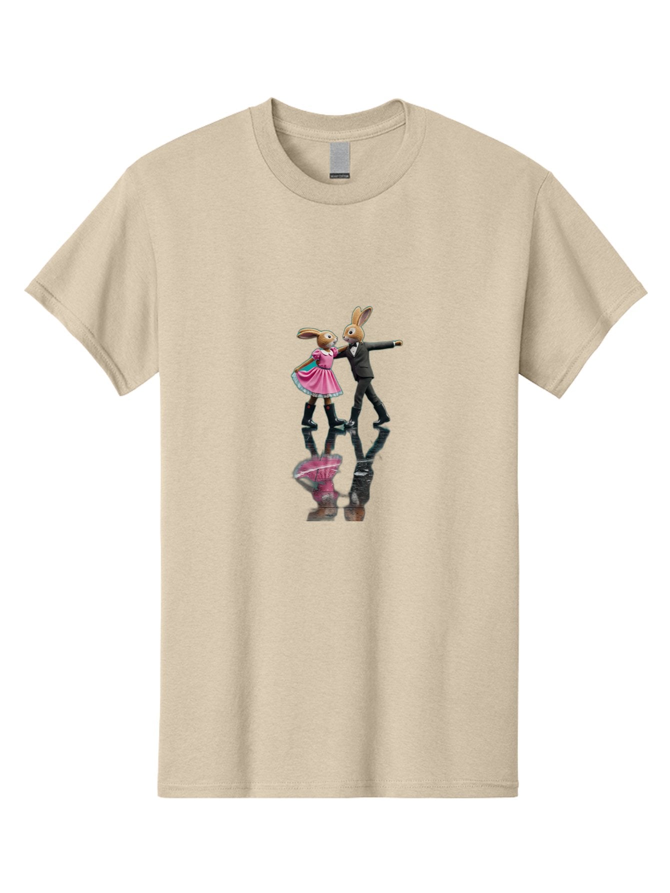 Rabbit-Couple-Dancing Men'S Graphic Tee, 100% Cotton, Comfortable Casual Summer Wear, Machine Washable, Vintage Camera, Old Camera, Antique Camera, Black Camera, Classic Photography, Photography Equipment, Nostalgic Device, Film Camera, Baj718 3