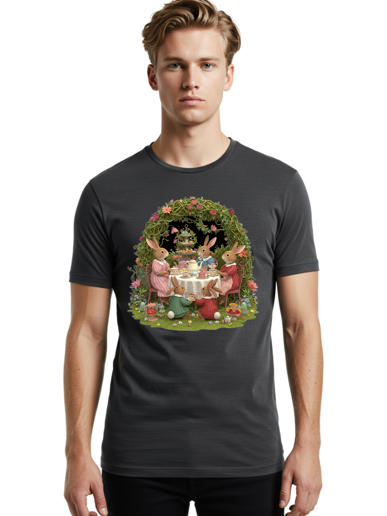 Rabbit-Family-Tea-Party Men'S Graphic Tee, 100% Cotton, Comfortable Casual Summer Wear, Machine Washable, Vintage Camera, Old Camera, Antique Camera, Black Camera, Classic Photography, Photography Equipment, Nostalgic Device, Film Camera, Baj720 28
