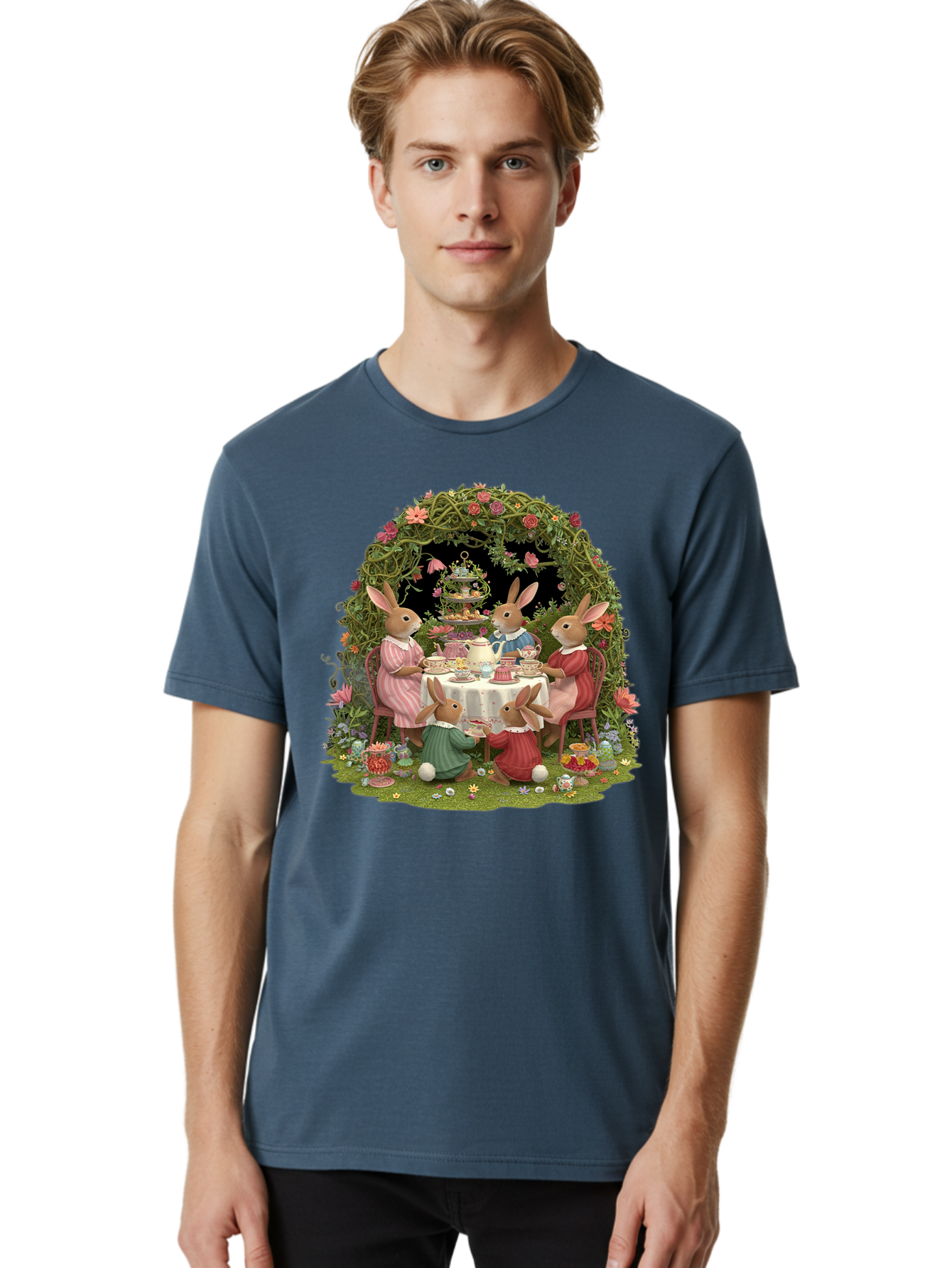 Rabbit-Family-Tea-Party Men'S Graphic Tee, 100% Cotton, Comfortable Casual Summer Wear, Machine Washable, Vintage Camera, Old Camera, Antique Camera, Black Camera, Classic Photography, Photography Equipment, Nostalgic Device, Film Camera, Baj720 26