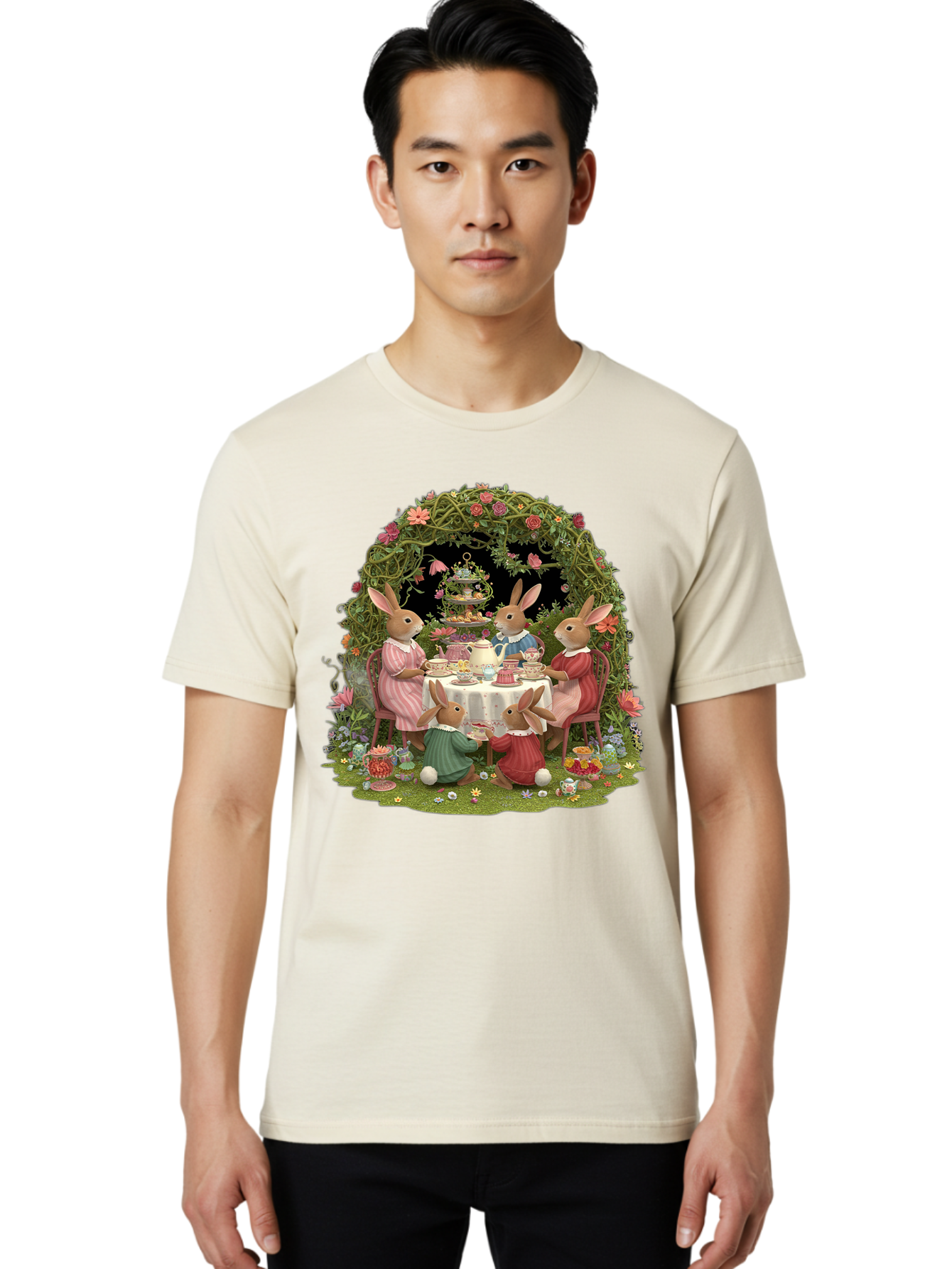 Rabbit-Family-Tea-Party Men'S Graphic Tee, 100% Cotton, Comfortable Casual Summer Wear, Machine Washable, Vintage Camera, Old Camera, Antique Camera, Black Camera, Classic Photography, Photography Equipment, Nostalgic Device, Film Camera, Baj720 24