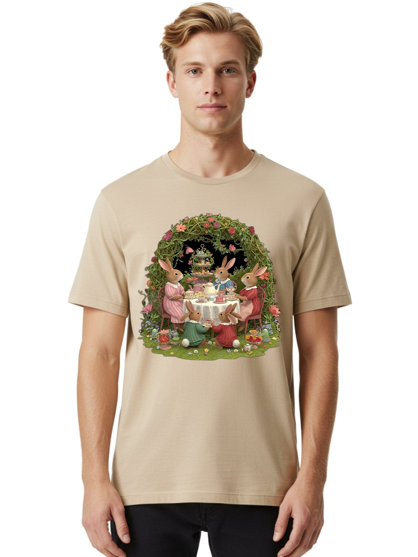 Rabbit-Family-Tea-Party Men'S Graphic Tee, 100% Cotton, Comfortable Casual Summer Wear, Machine Washable, Vintage Camera, Old Camera, Antique Camera, Black Camera, Classic Photography, Photography Equipment, Nostalgic Device, Film Camera, Baj720 17