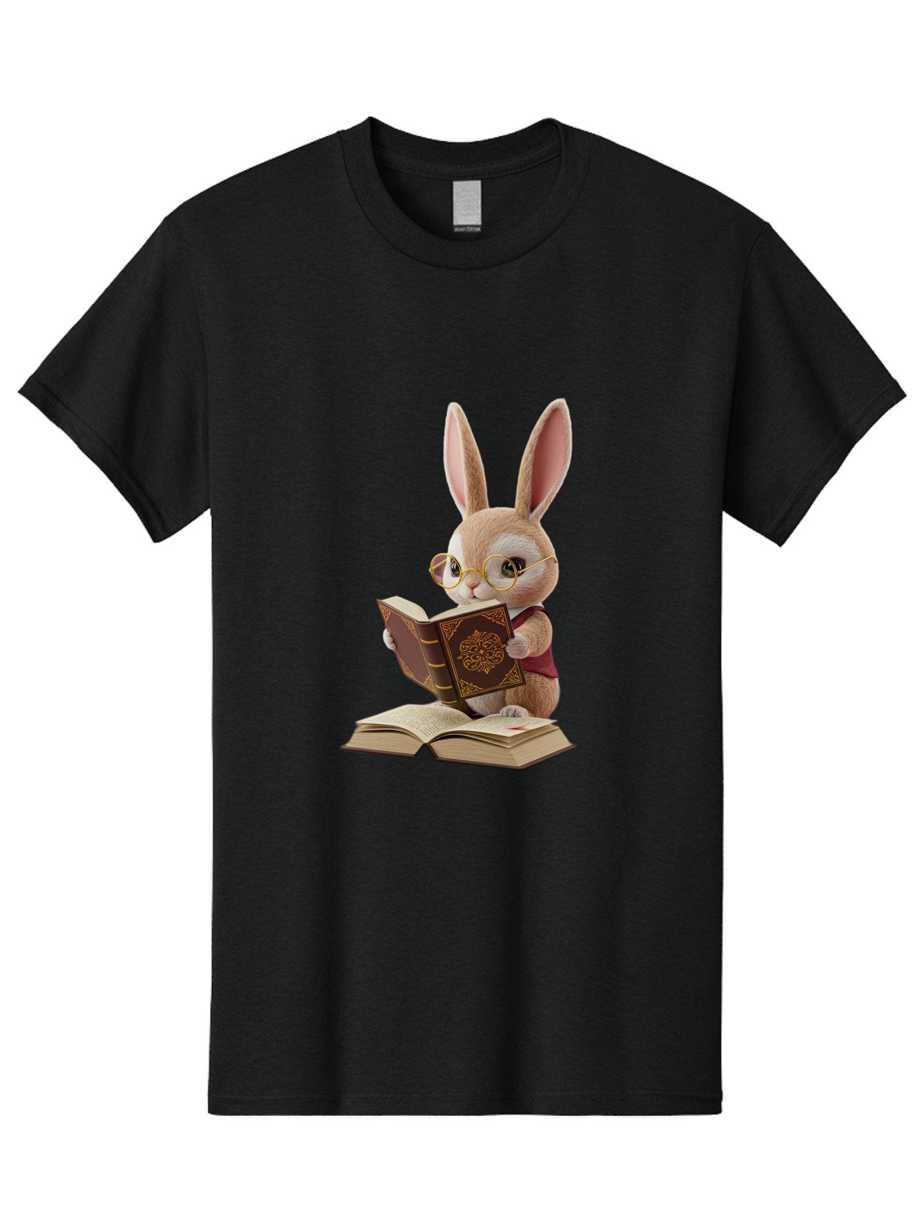 Rabbit-Reading-Book-1 Men'S Graphic Tee, 100% Cotton, Comfortable Casual Summer Wear, Machine Washable, Vintage Camera, Old Camera, Antique Camera, Black Camera, Classic Photography, Photography Equipment, Nostalgic Device, Film Camera, Baj723