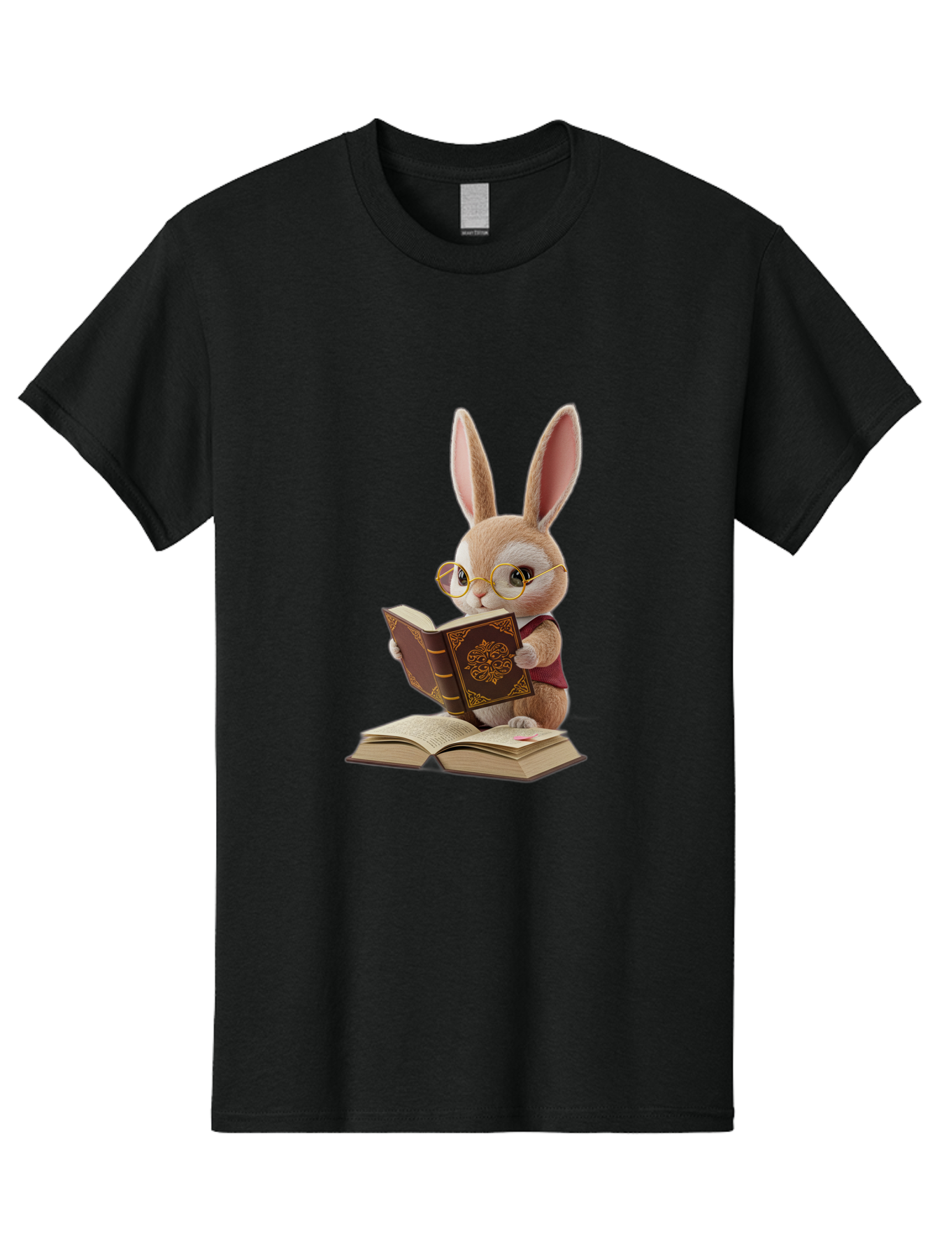 Rabbit-Reading-Book-1 Men'S Graphic Tee, 100% Cotton, Comfortable Casual Summer Wear, Machine Washable, Vintage Camera, Old Camera, Antique Camera, Black Camera, Classic Photography, Photography Equipment, Nostalgic Device, Film Camera, Baj723 11
