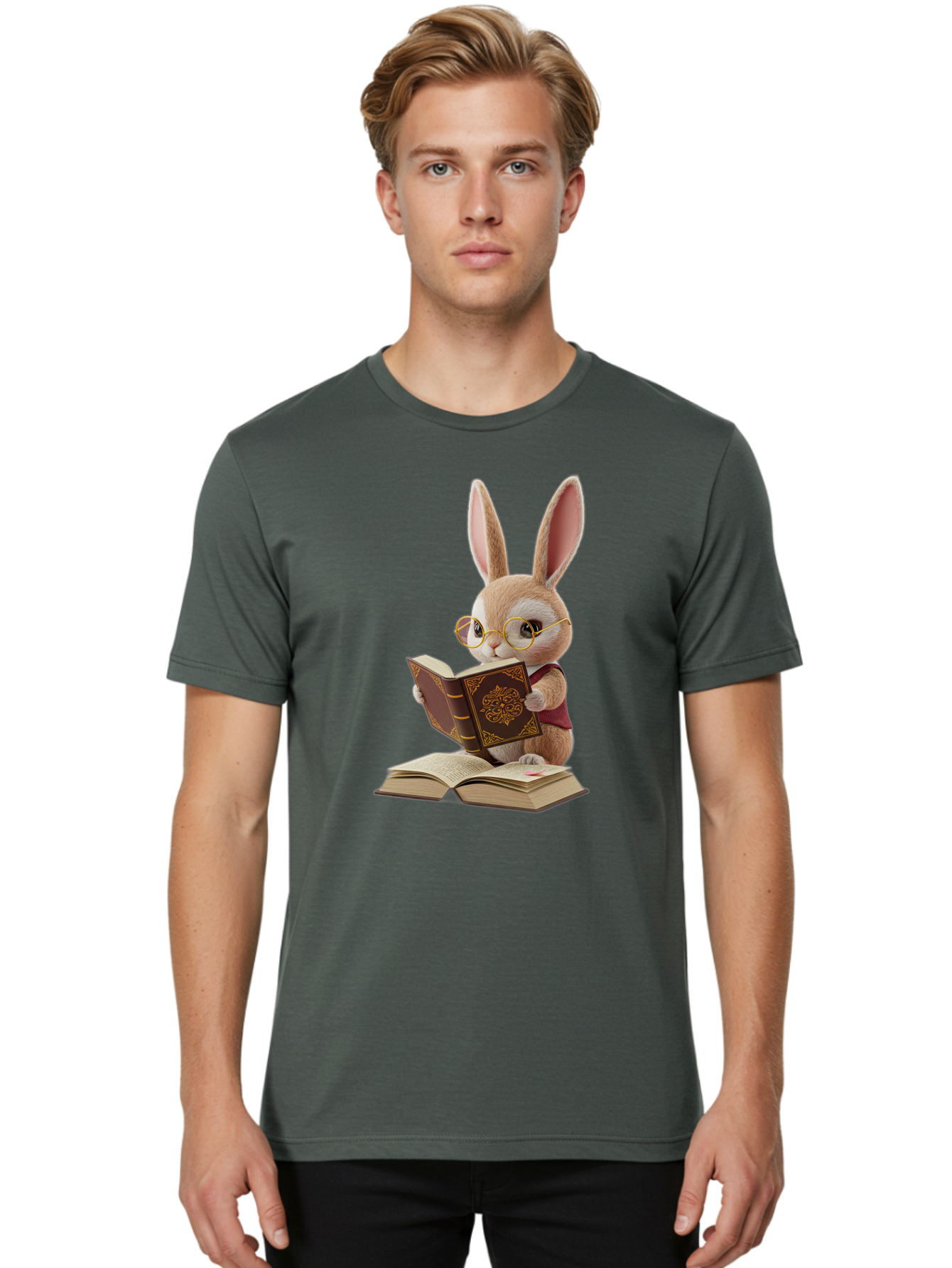 Rabbit-Reading-Book-1 Men'S Graphic Tee, 100% Cotton, Comfortable Casual Summer Wear, Machine Washable, Vintage Camera, Old Camera, Antique Camera, Black Camera, Classic Photography, Photography Equipment, Nostalgic Device, Film Camera, Baj723 18