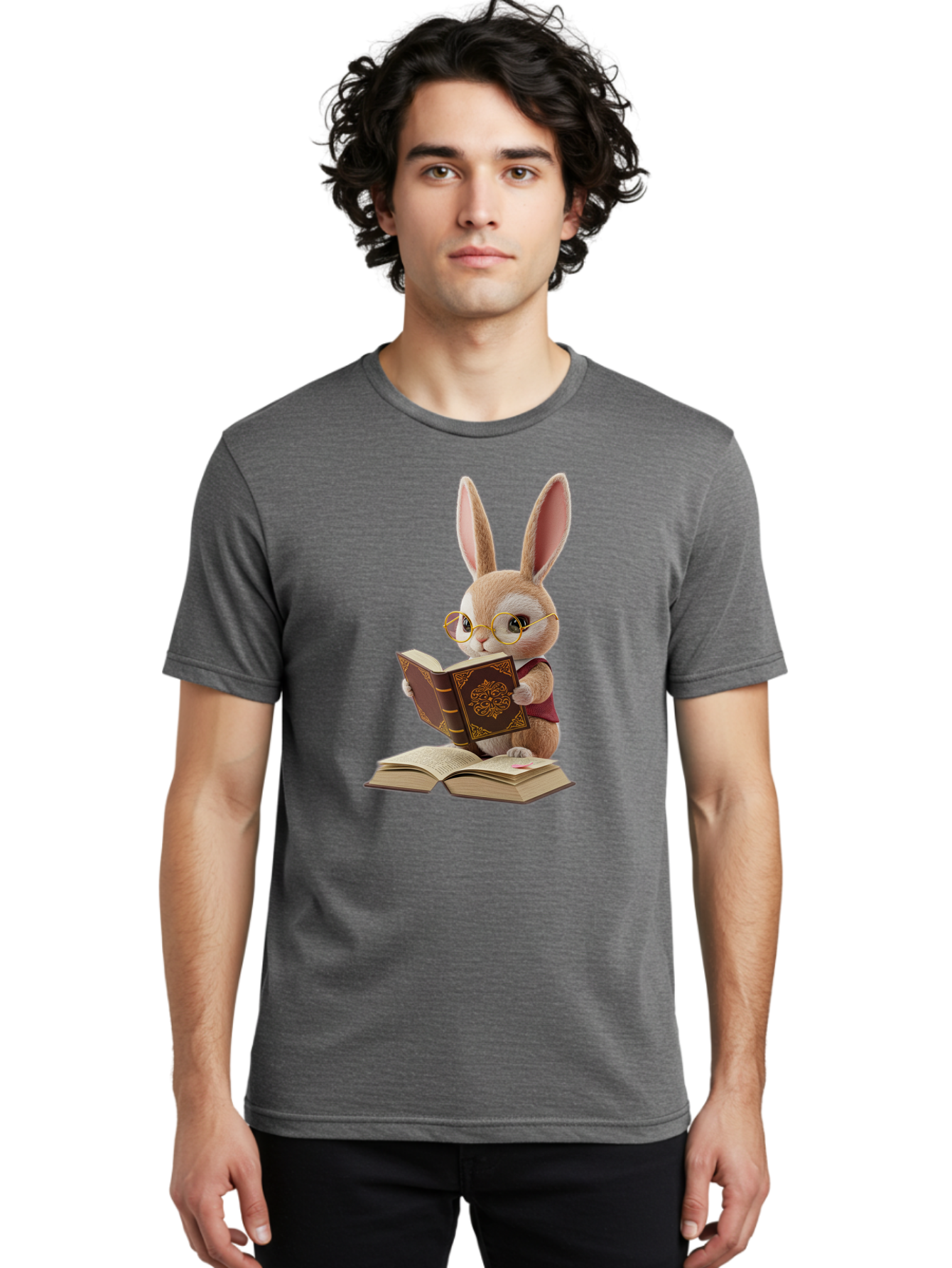 Rabbit-Reading-Book-1 Men'S Graphic Tee, 100% Cotton, Comfortable Casual Summer Wear, Machine Washable, Vintage Camera, Old Camera, Antique Camera, Black Camera, Classic Photography, Photography Equipment, Nostalgic Device, Film Camera, Baj723 28
