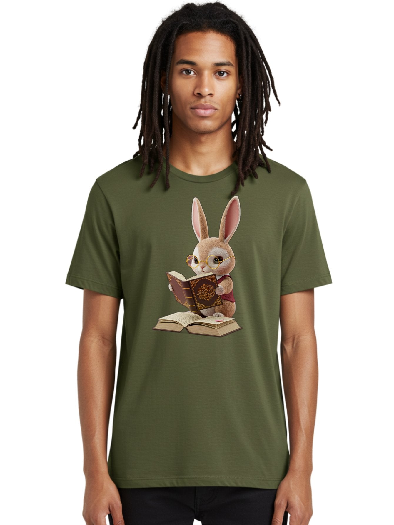 Rabbit-Reading-Book-1 Men'S Graphic Tee, 100% Cotton, Comfortable Casual Summer Wear, Machine Washable, Vintage Camera, Old Camera, Antique Camera, Black Camera, Classic Photography, Photography Equipment, Nostalgic Device, Film Camera, Baj723 18