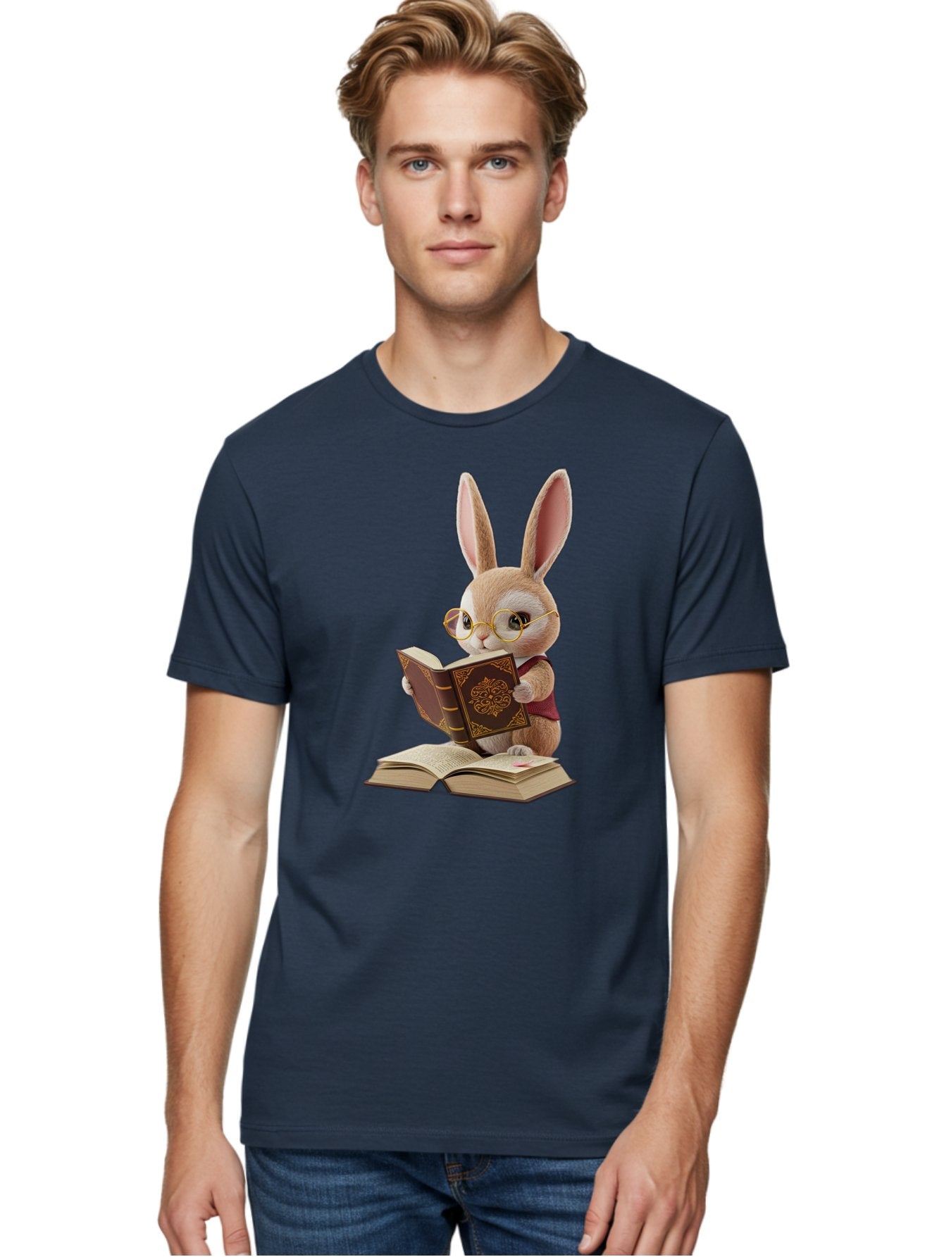 Rabbit-Reading-Book-1 Men'S Graphic Tee, 100% Cotton, Comfortable Casual Summer Wear, Machine Washable, Vintage Camera, Old Camera, Antique Camera, Black Camera, Classic Photography, Photography Equipment, Nostalgic Device, Film Camera, Baj723 26