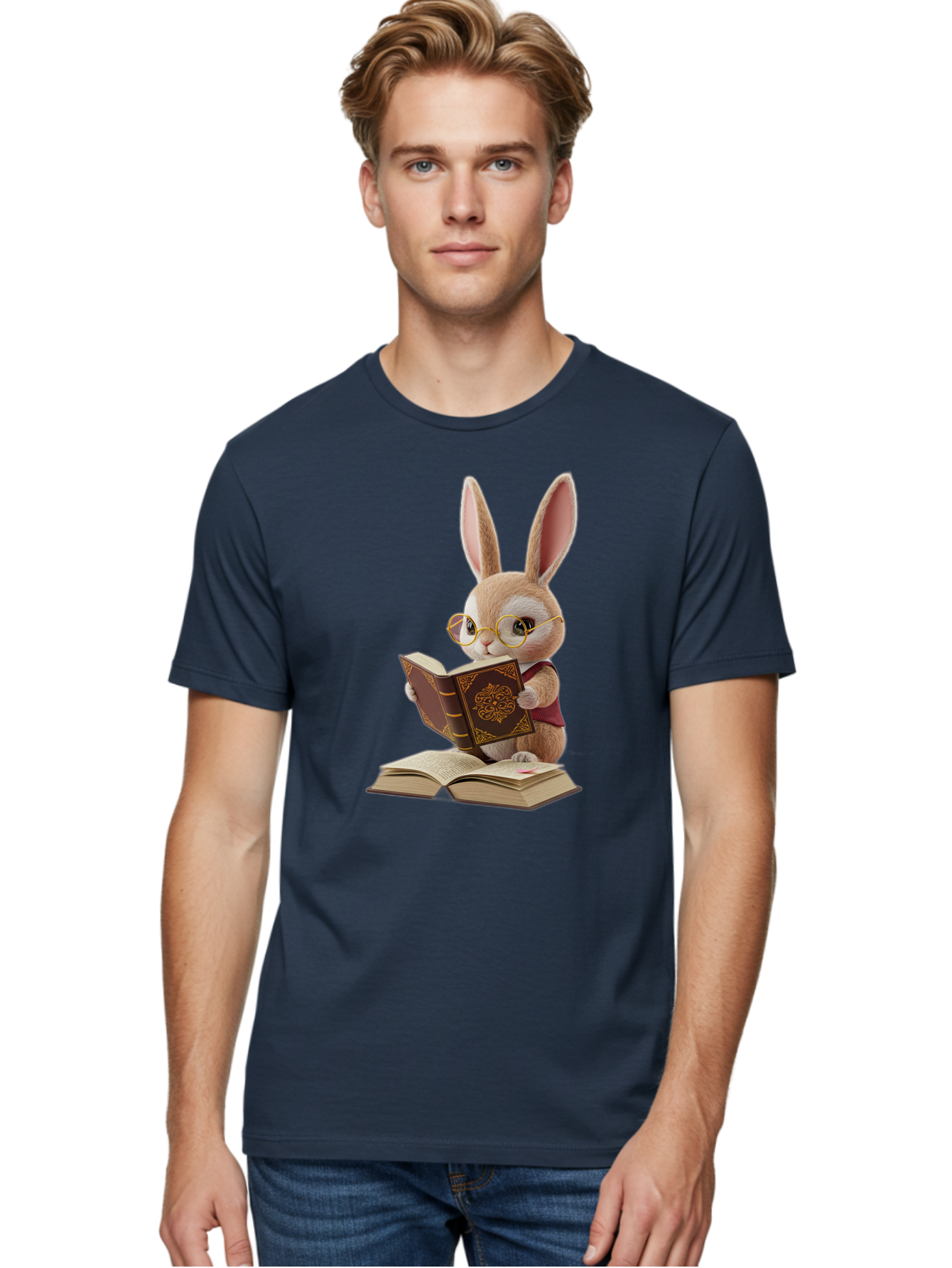 Rabbit-Reading-Book-1 Men'S Graphic Tee, 100% Cotton, Comfortable Casual Summer Wear, Machine Washable, Vintage Camera, Old Camera, Antique Camera, Black Camera, Classic Photography, Photography Equipment, Nostalgic Device, Film Camera, Baj723 20
