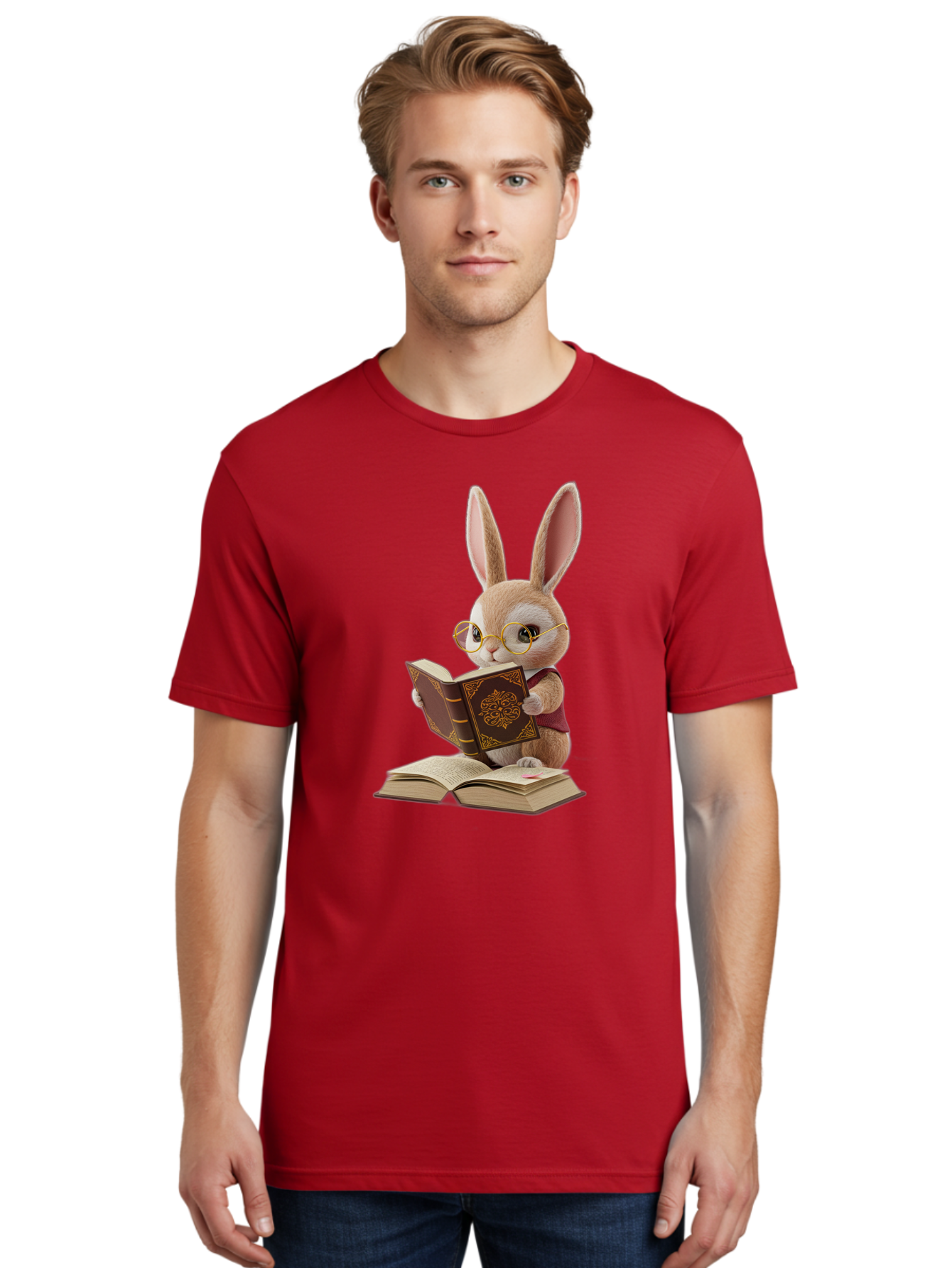 Rabbit-Reading-Book-1 Men'S Graphic Tee, 100% Cotton, Comfortable Casual Summer Wear, Machine Washable, Vintage Camera, Old Camera, Antique Camera, Black Camera, Classic Photography, Photography Equipment, Nostalgic Device, Film Camera, Baj723 21