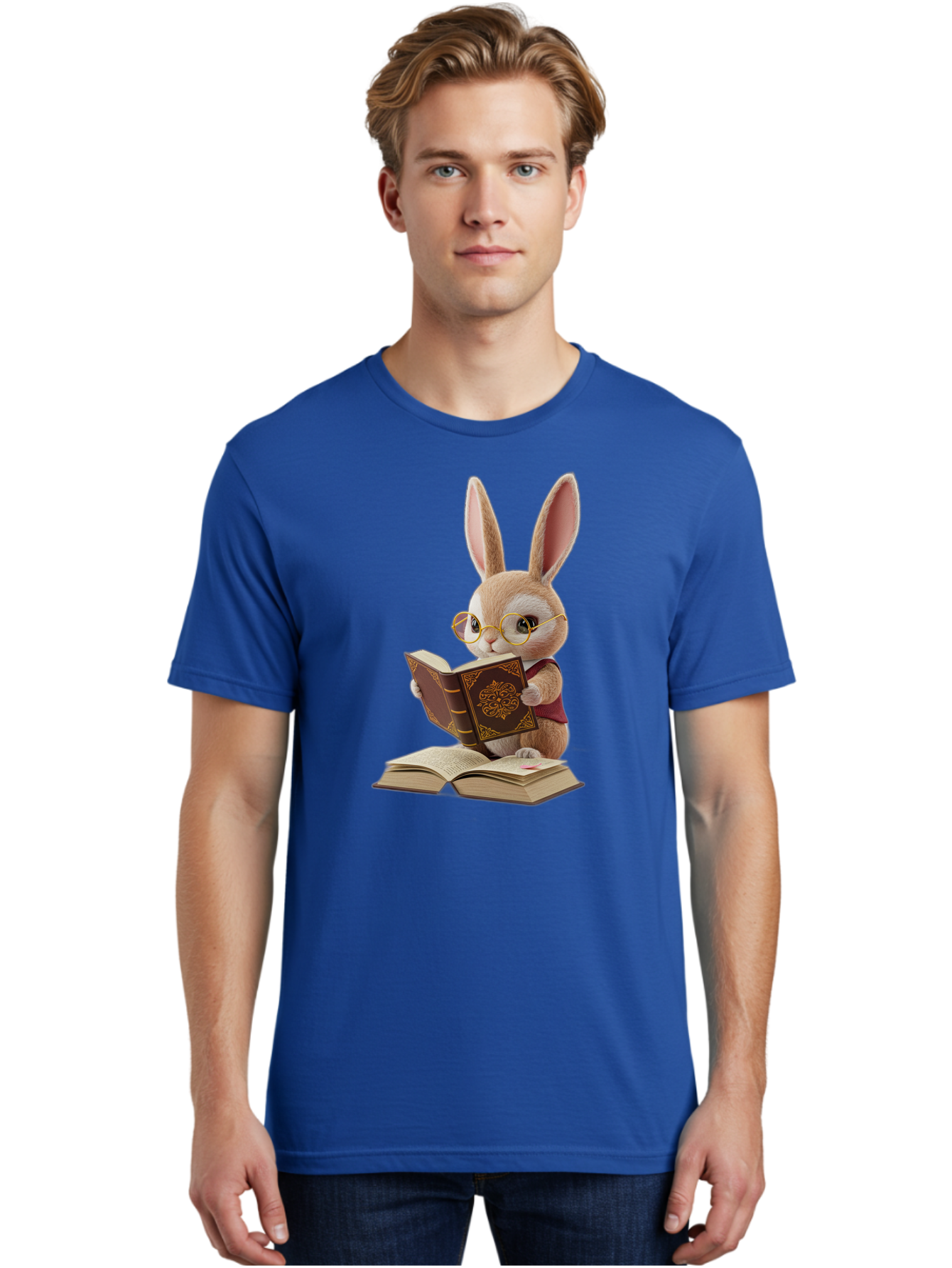 Rabbit-Reading-Book-1 Men'S Graphic Tee, 100% Cotton, Comfortable Casual Summer Wear, Machine Washable, Vintage Camera, Old Camera, Antique Camera, Black Camera, Classic Photography, Photography Equipment, Nostalgic Device, Film Camera, Baj723 24