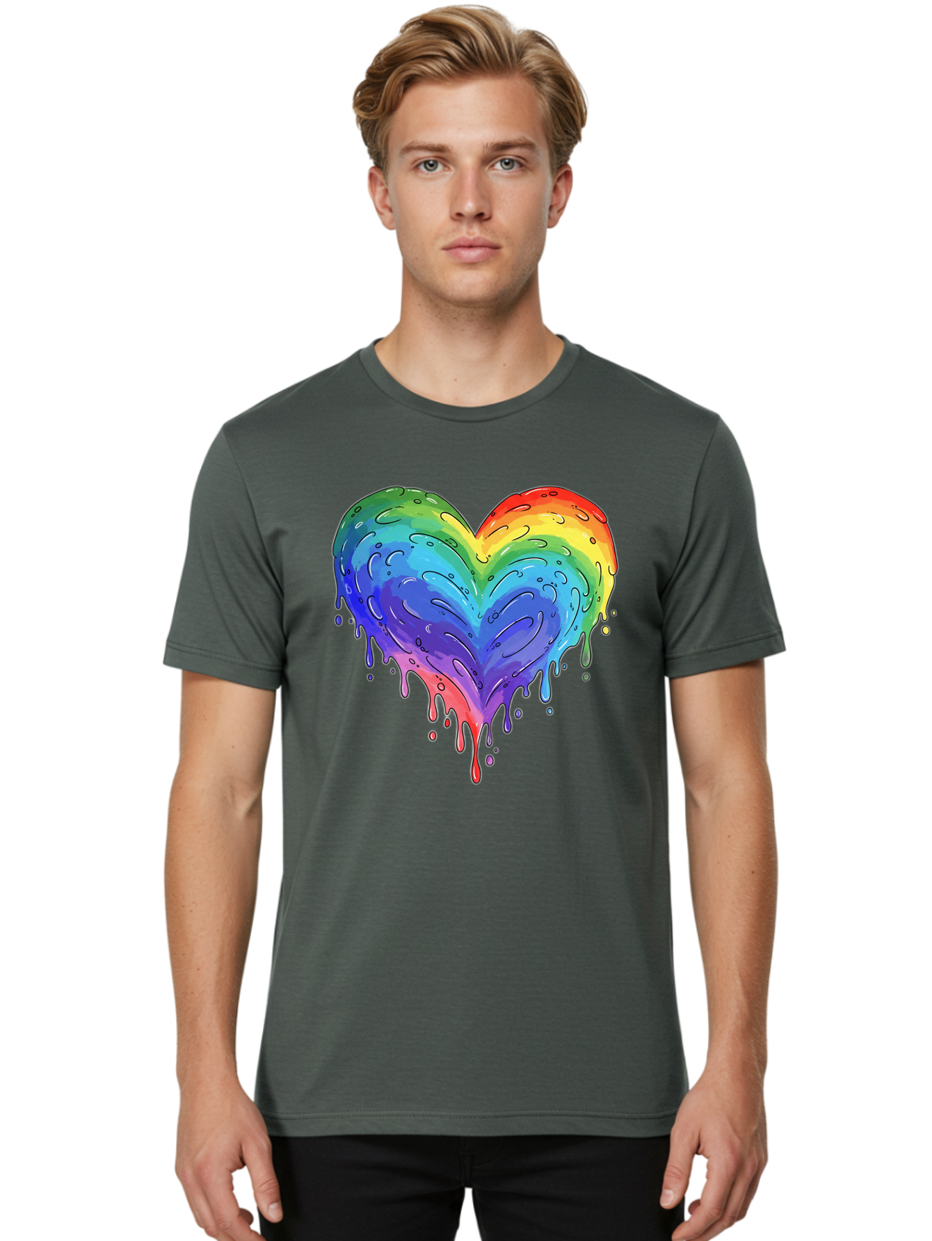 Rainbow-Dripping-Heart Men'S Graphic Tee, 100% Cotton, Comfortable Casual Summer Wear, Machine Washable, Vintage Camera, Old Camera, Antique Camera, Black Camera, Classic Photography, Photography Equipment, Nostalgic Device, Film Camera, Baj727 18