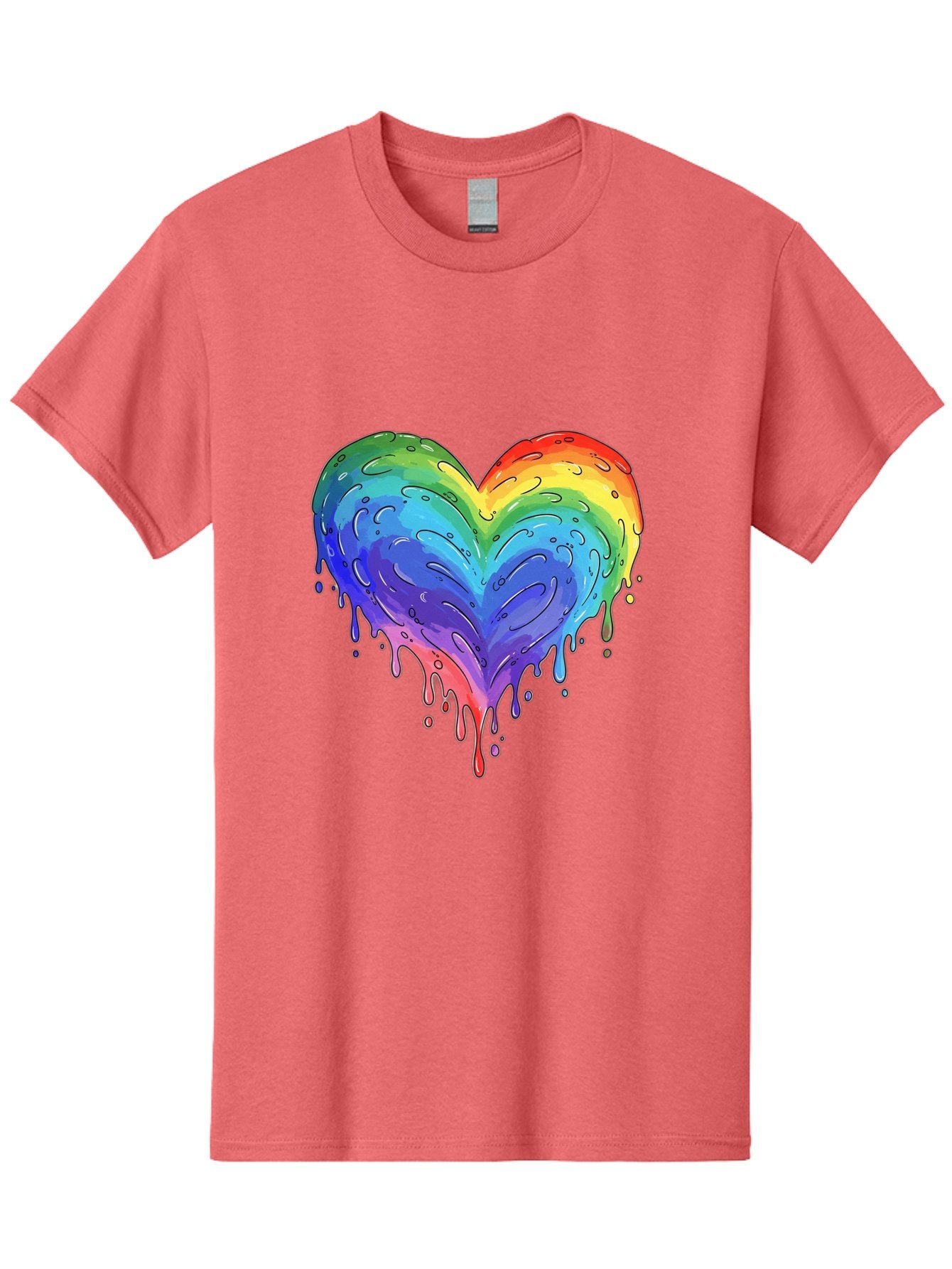 Rainbow-Dripping-Heart Men'S Graphic Tee, 100% Cotton, Comfortable Casual Summer Wear, Machine Washable, Vintage Camera, Old Camera, Antique Camera, Black Camera, Classic Photography, Photography Equipment, Nostalgic Device, Film Camera, Baj727