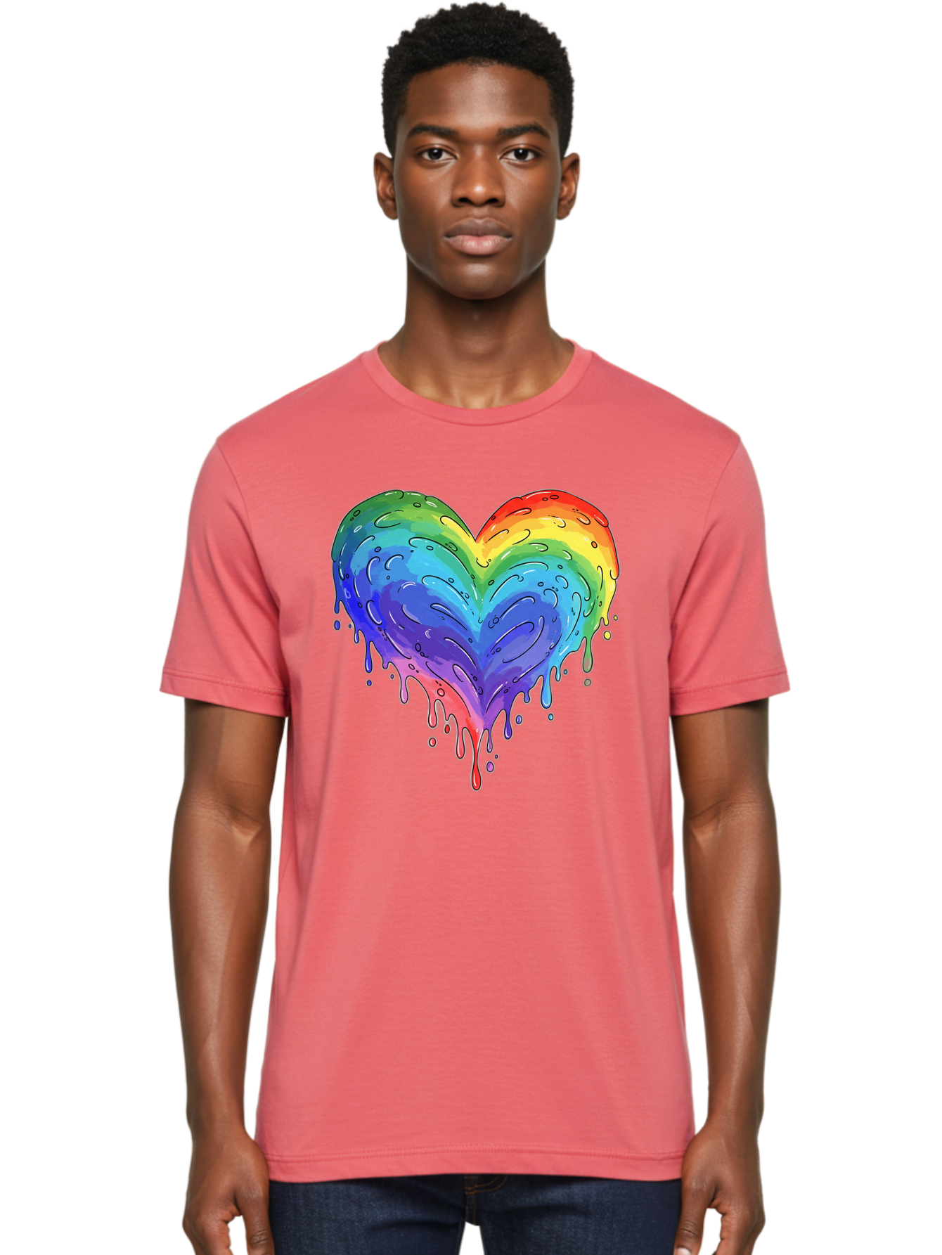 Rainbow-Dripping-Heart Men'S Graphic Tee, 100% Cotton, Comfortable Casual Summer Wear, Machine Washable, Vintage Camera, Old Camera, Antique Camera, Black Camera, Classic Photography, Photography Equipment, Nostalgic Device, Film Camera, Baj727 26