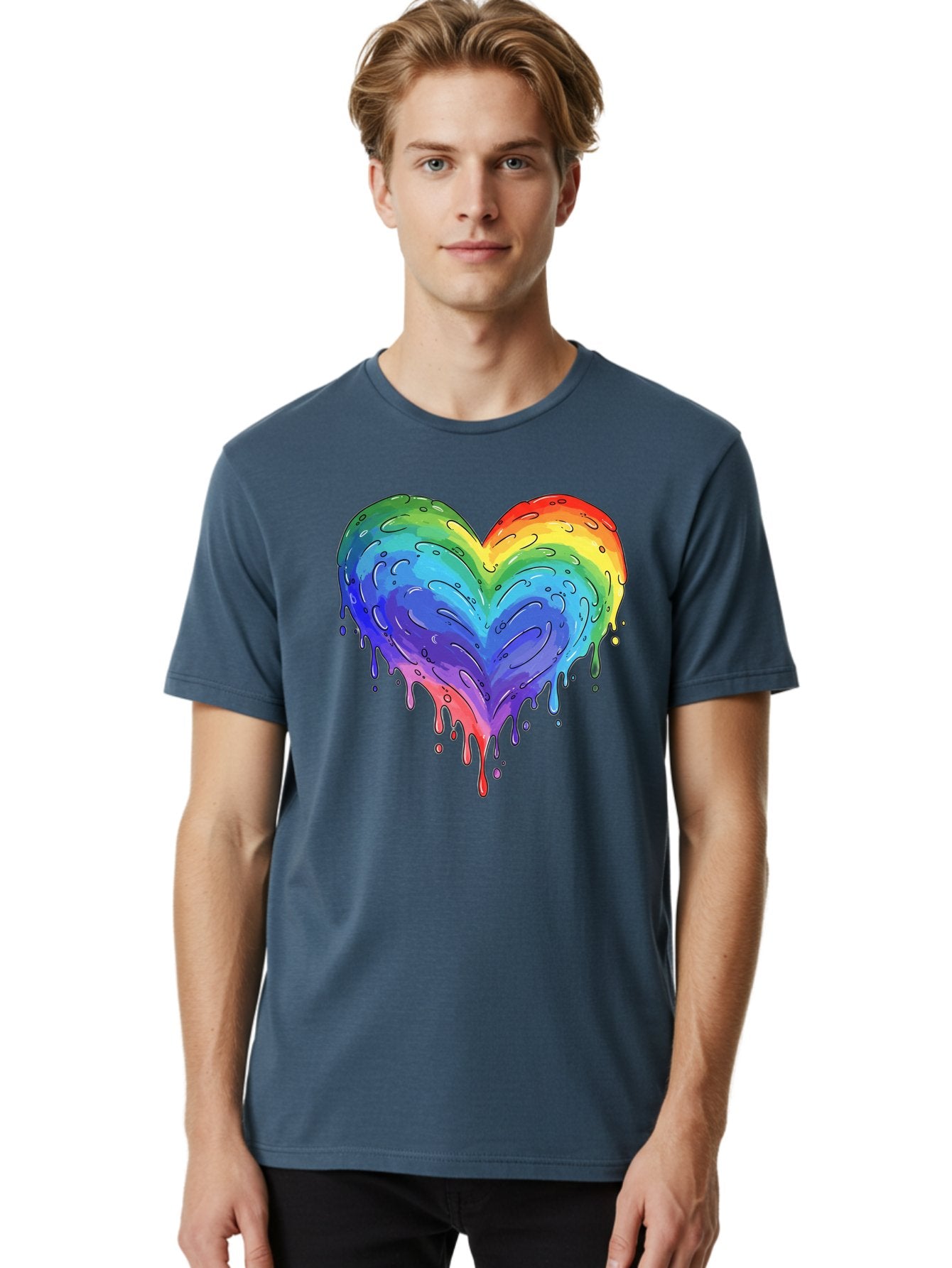 Rainbow-Dripping-Heart Men'S Graphic Tee, 100% Cotton, Comfortable Casual Summer Wear, Machine Washable, Vintage Camera, Old Camera, Antique Camera, Black Camera, Classic Photography, Photography Equipment, Nostalgic Device, Film Camera, Baj727 20