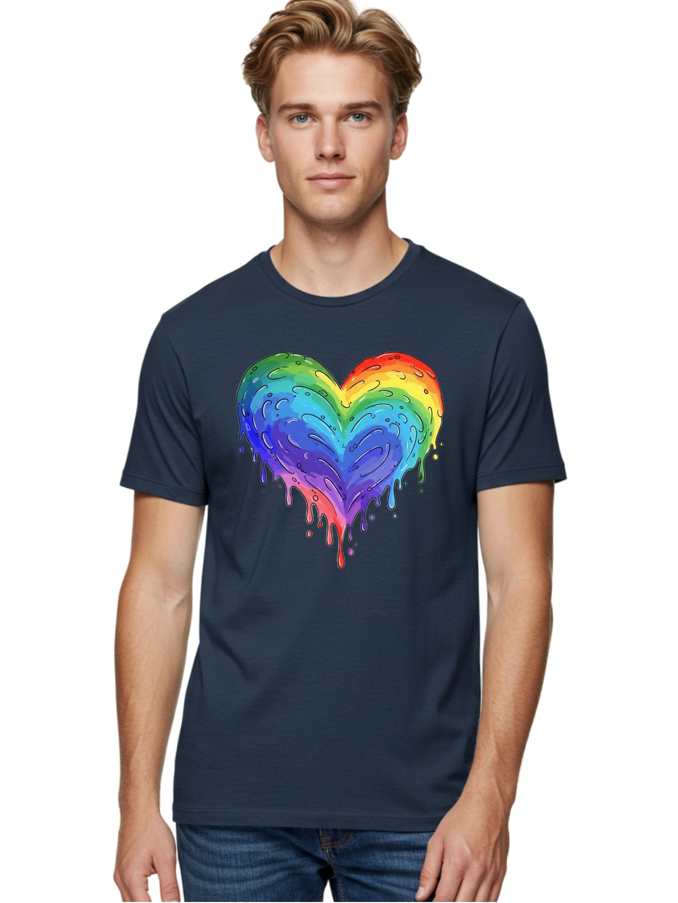 Rainbow-Dripping-Heart Men'S Graphic Tee, 100% Cotton, Comfortable Casual Summer Wear, Machine Washable, Vintage Camera, Old Camera, Antique Camera, Black Camera, Classic Photography, Photography Equipment, Nostalgic Device, Film Camera, Baj727 26