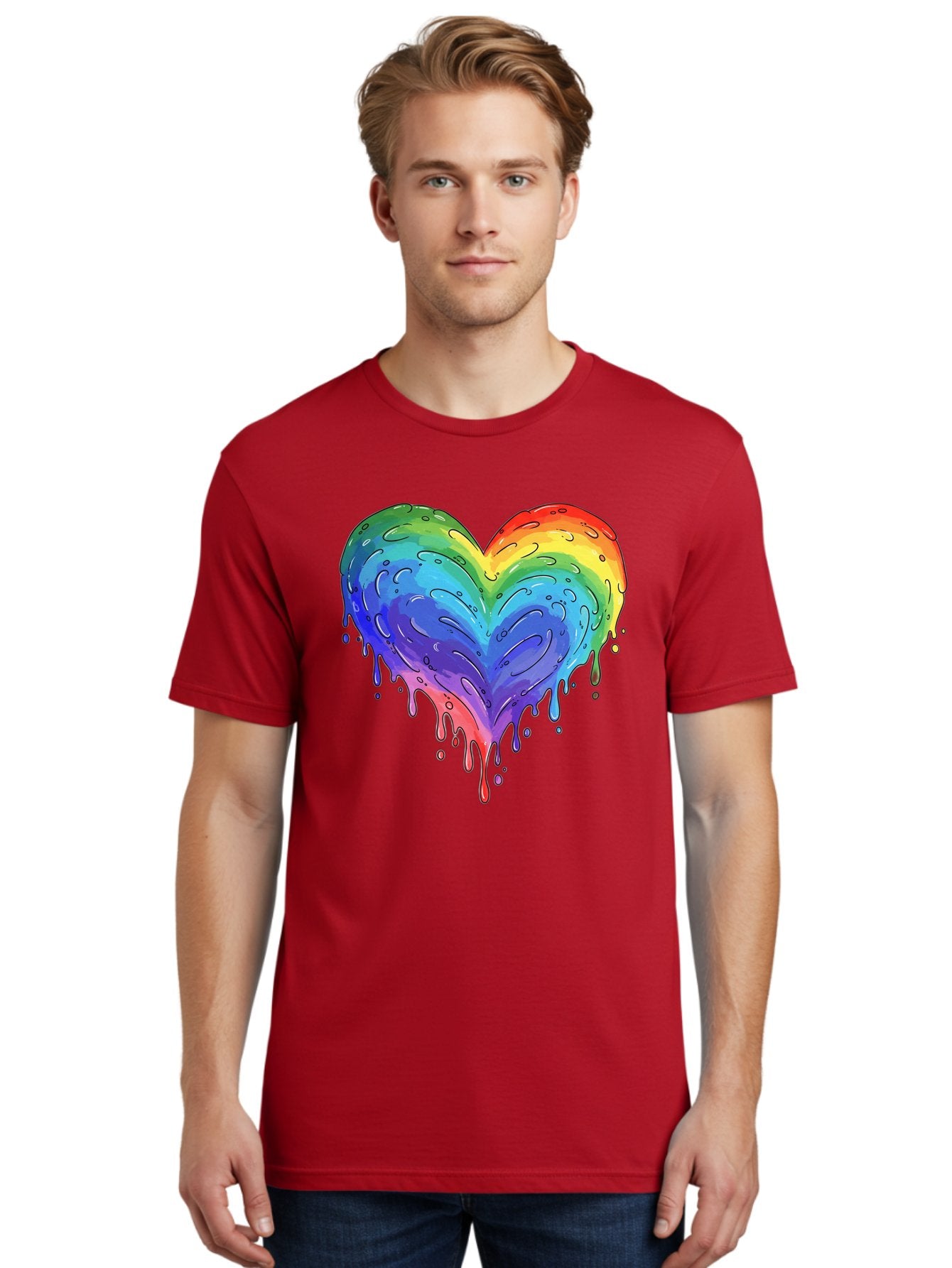Rainbow-Dripping-Heart Men'S Graphic Tee, 100% Cotton, Comfortable Casual Summer Wear, Machine Washable, Vintage Camera, Old Camera, Antique Camera, Black Camera, Classic Photography, Photography Equipment, Nostalgic Device, Film Camera, Baj727 25