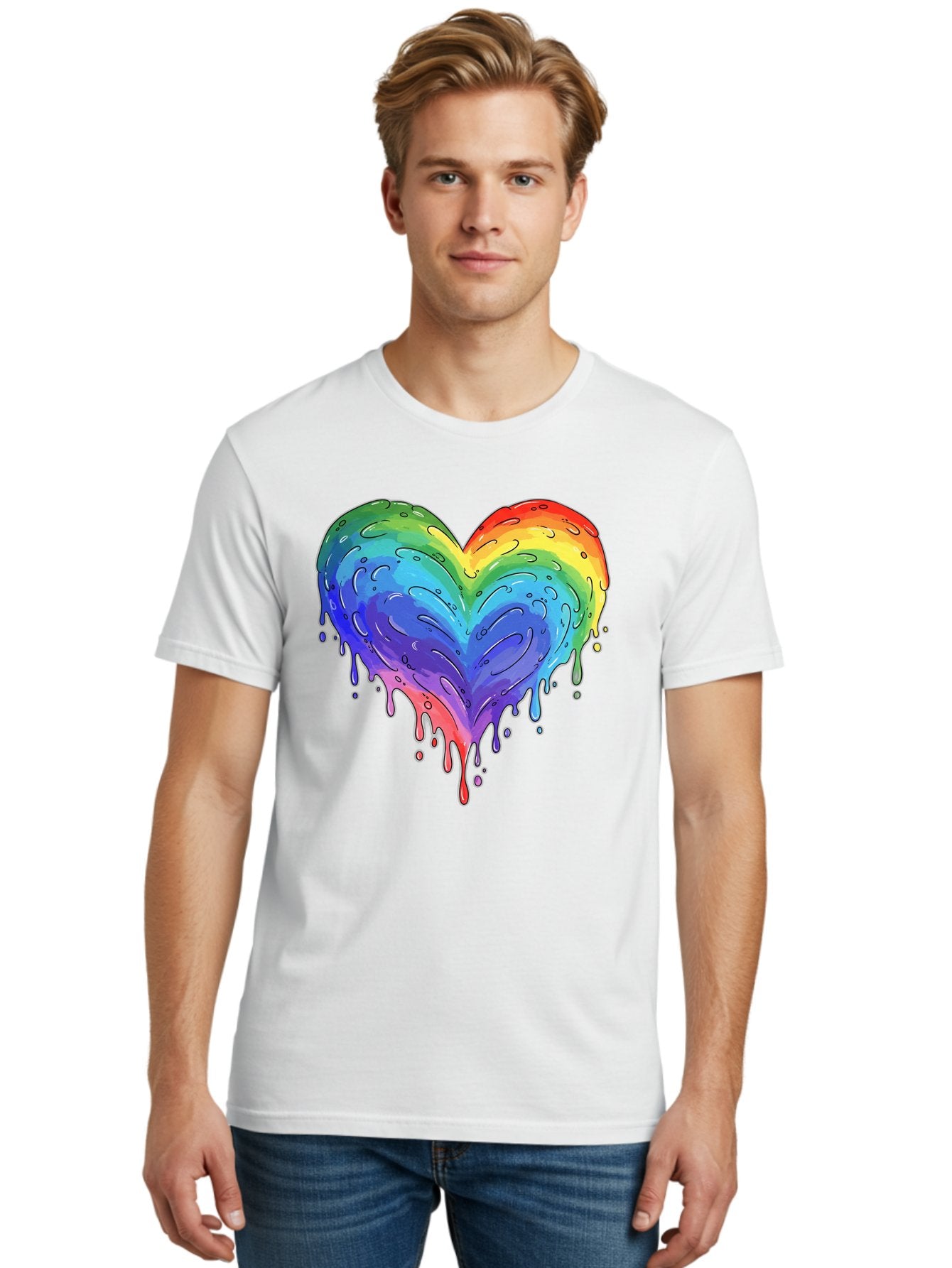 Rainbow-Dripping-Heart Men'S Graphic Tee, 100% Cotton, Comfortable Casual Summer Wear, Machine Washable, Vintage Camera, Old Camera, Antique Camera, Black Camera, Classic Photography, Photography Equipment, Nostalgic Device, Film Camera, Baj727 17