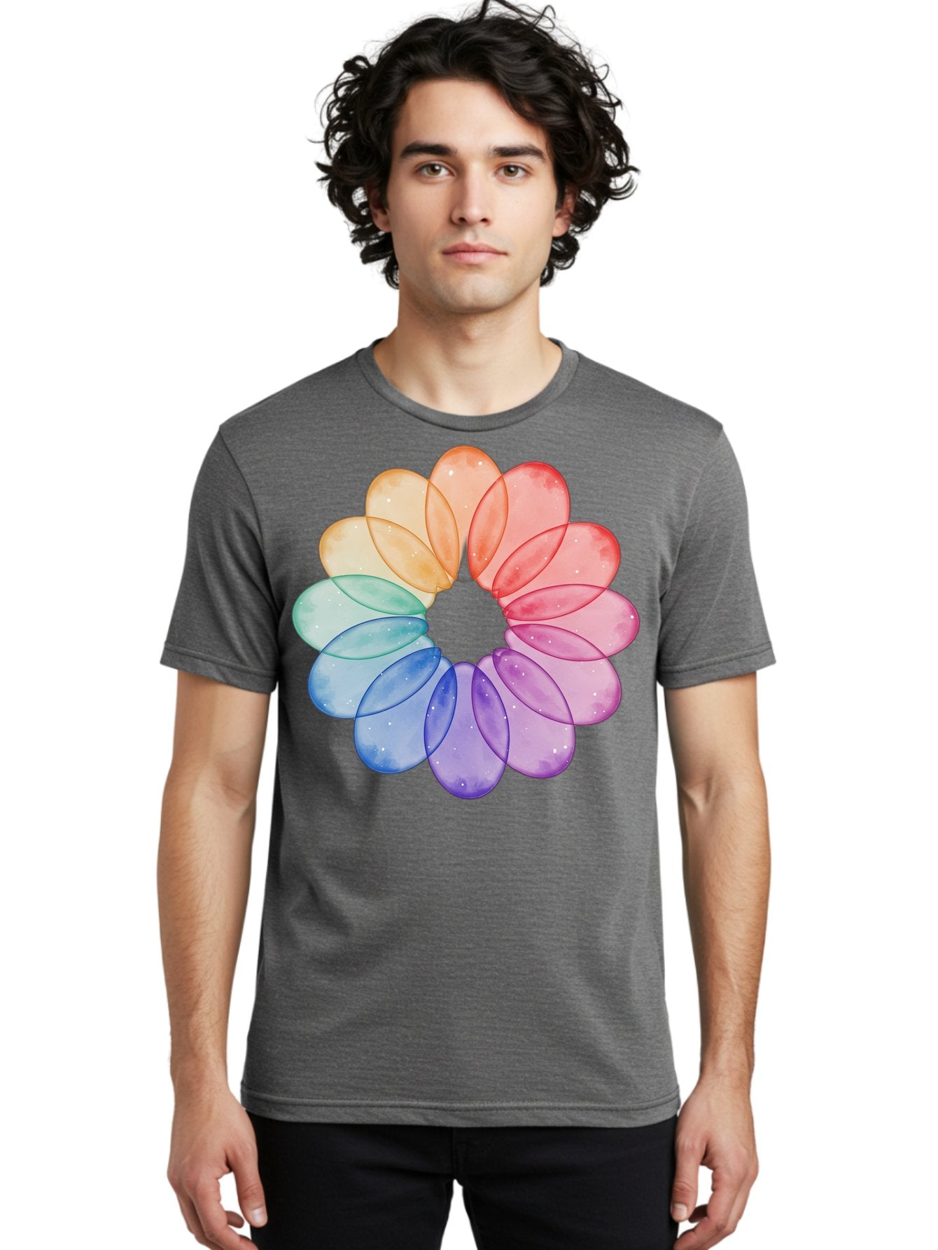 Rainbow-Flower-Petals Men'S Graphic Tee, 100% Cotton, Comfortable Casual Summer Wear, Machine Washable, Vintage Camera, Old Camera, Antique Camera, Black Camera, Classic Photography, Photography Equipment, Nostalgic Device, Film Camera, Baj728 17