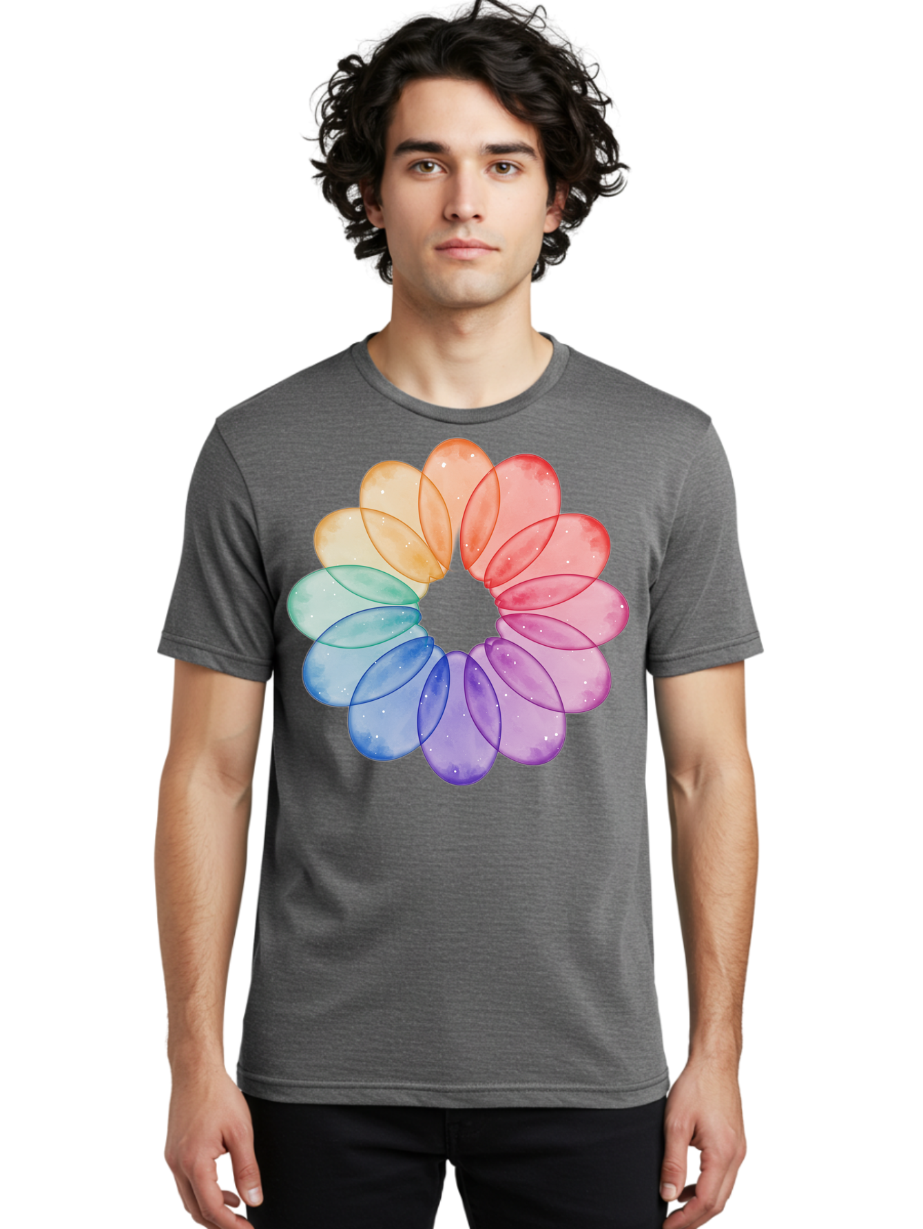 Rainbow-Flower-Petals Men'S Graphic Tee, 100% Cotton, Comfortable Casual Summer Wear, Machine Washable, Vintage Camera, Old Camera, Antique Camera, Black Camera, Classic Photography, Photography Equipment, Nostalgic Device, Film Camera, Baj728 29