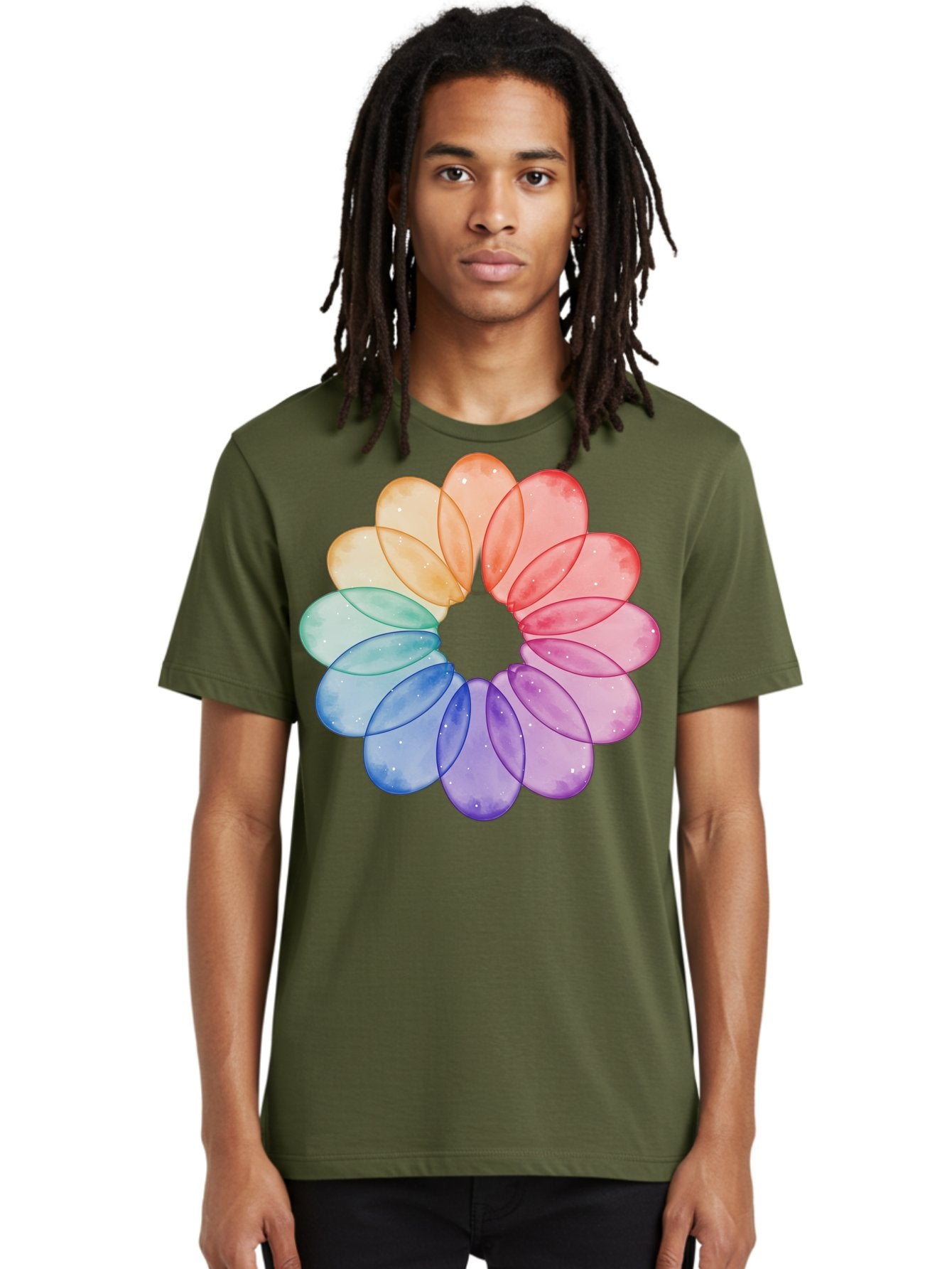 Rainbow-Flower-Petals Men'S Graphic Tee, 100% Cotton, Comfortable Casual Summer Wear, Machine Washable, Vintage Camera, Old Camera, Antique Camera, Black Camera, Classic Photography, Photography Equipment, Nostalgic Device, Film Camera, Baj728 22