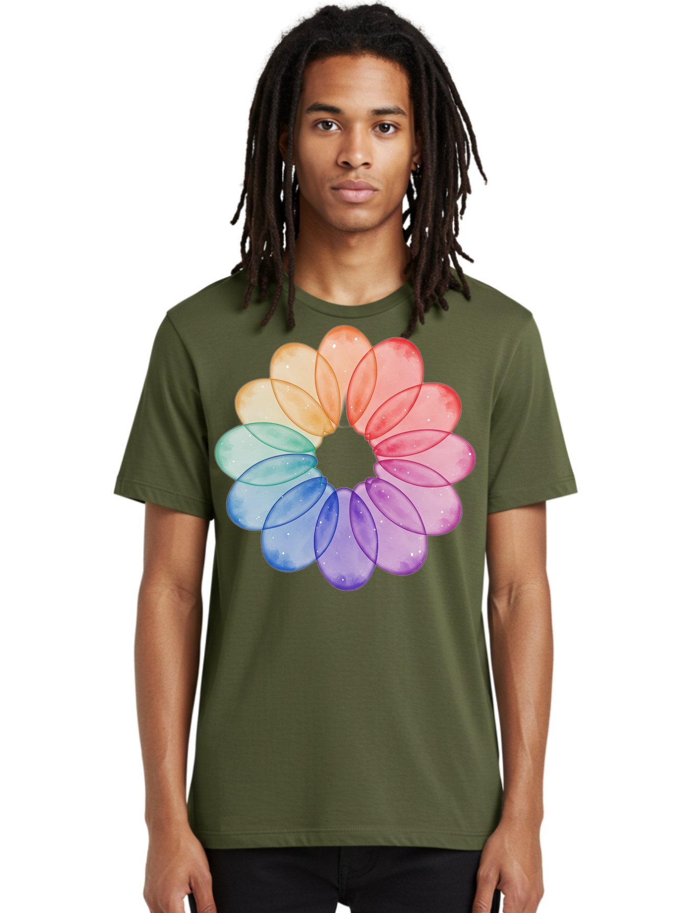Rainbow-Flower-Petals Men'S Graphic Tee, 100% Cotton, Comfortable Casual Summer Wear, Machine Washable, Vintage Camera, Old Camera, Antique Camera, Black Camera, Classic Photography, Photography Equipment, Nostalgic Device, Film Camera, Baj728 24