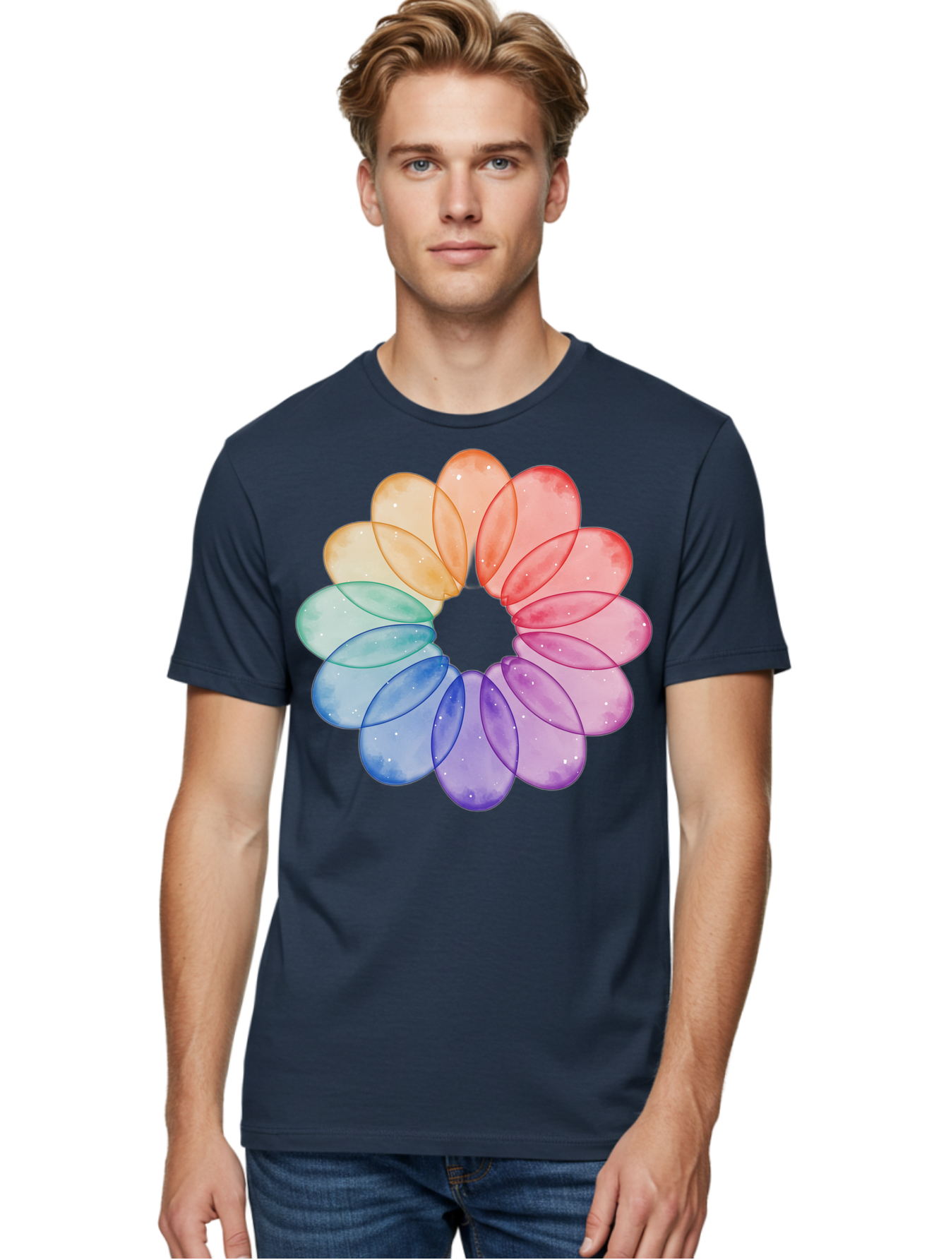 Rainbow-Flower-Petals Men'S Graphic Tee, 100% Cotton, Comfortable Casual Summer Wear, Machine Washable, Vintage Camera, Old Camera, Antique Camera, Black Camera, Classic Photography, Photography Equipment, Nostalgic Device, Film Camera, Baj728 20