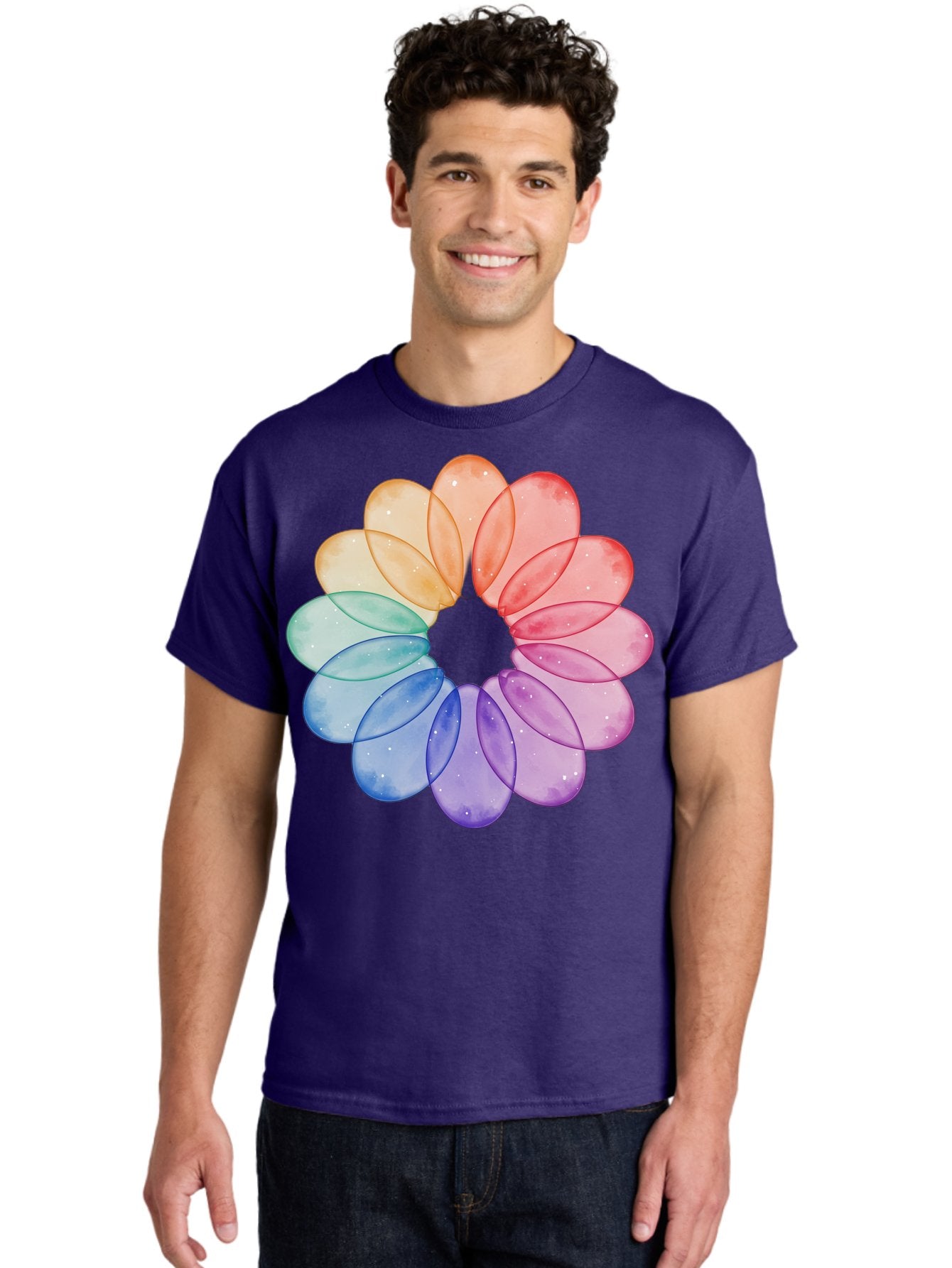 Rainbow-Flower-Petals Men'S Graphic Tee, 100% Cotton, Comfortable Casual Summer Wear, Machine Washable, Vintage Camera, Old Camera, Antique Camera, Black Camera, Classic Photography, Photography Equipment, Nostalgic Device, Film Camera, Baj728 24