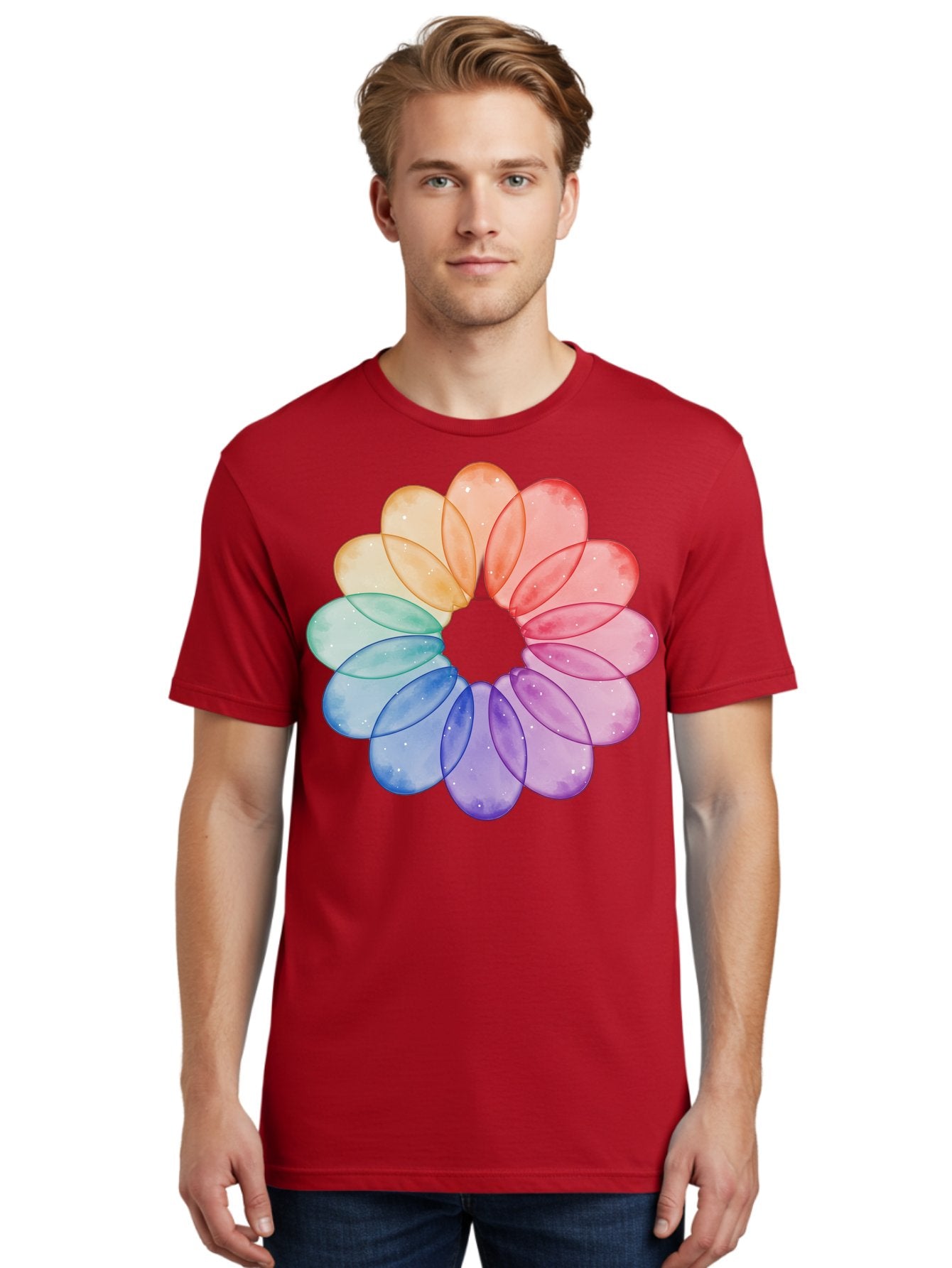 Rainbow-Flower-Petals Men'S Graphic Tee, 100% Cotton, Comfortable Casual Summer Wear, Machine Washable, Vintage Camera, Old Camera, Antique Camera, Black Camera, Classic Photography, Photography Equipment, Nostalgic Device, Film Camera, Baj728 19