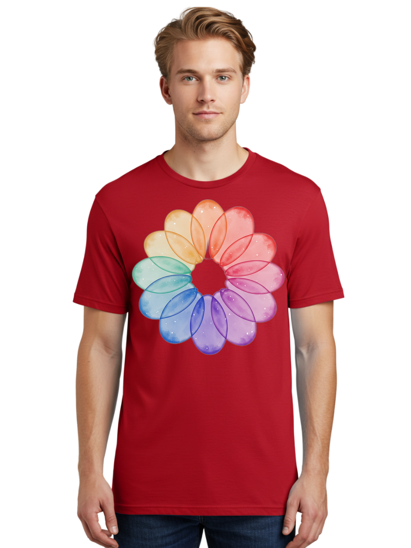 Rainbow-Flower-Petals Men'S Graphic Tee, 100% Cotton, Comfortable Casual Summer Wear, Machine Washable, Vintage Camera, Old Camera, Antique Camera, Black Camera, Classic Photography, Photography Equipment, Nostalgic Device, Film Camera, Baj728 26