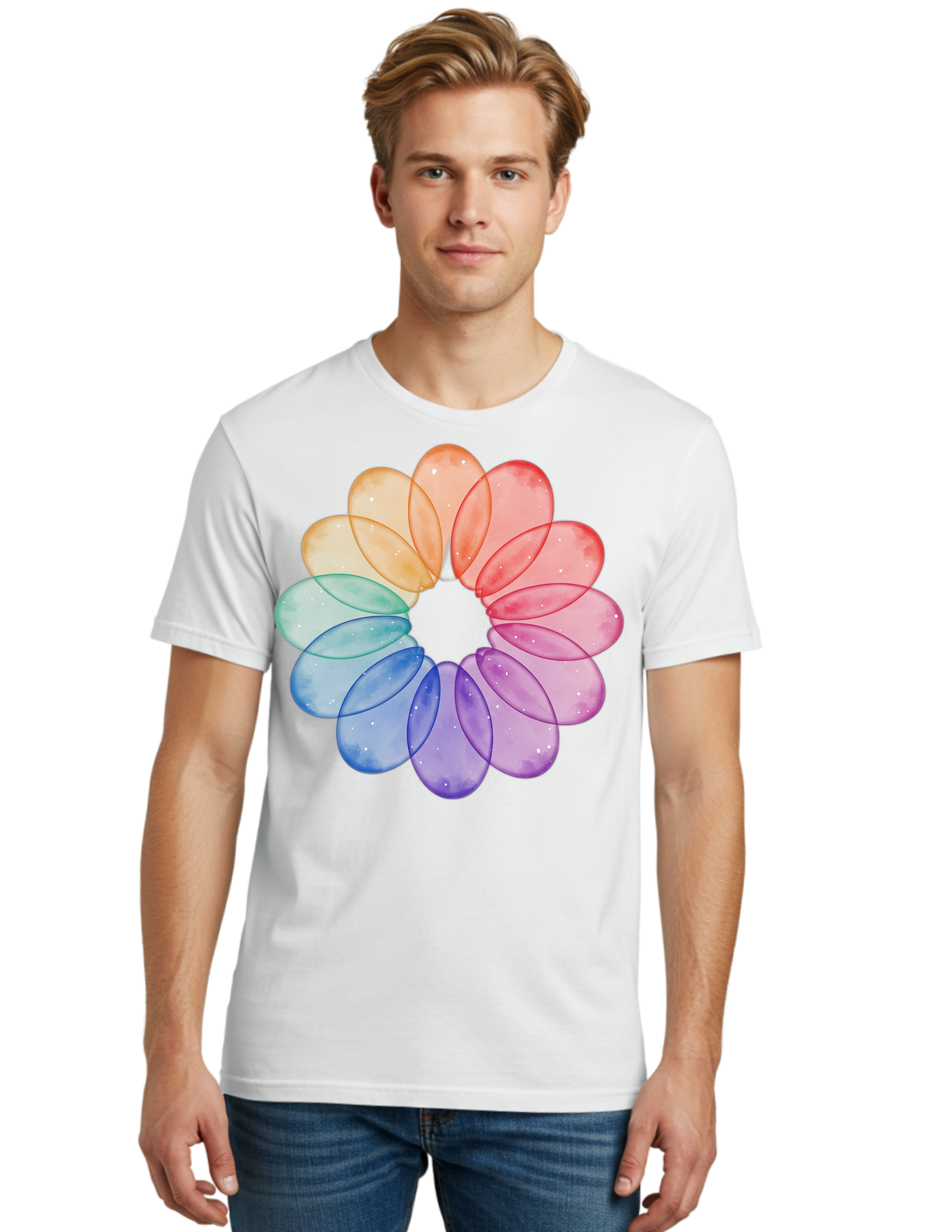 Rainbow-Flower-Petals Men'S Graphic Tee, 100% Cotton, Comfortable Casual Summer Wear, Machine Washable, Vintage Camera, Old Camera, Antique Camera, Black Camera, Classic Photography, Photography Equipment, Nostalgic Device, Film Camera, Baj728 16