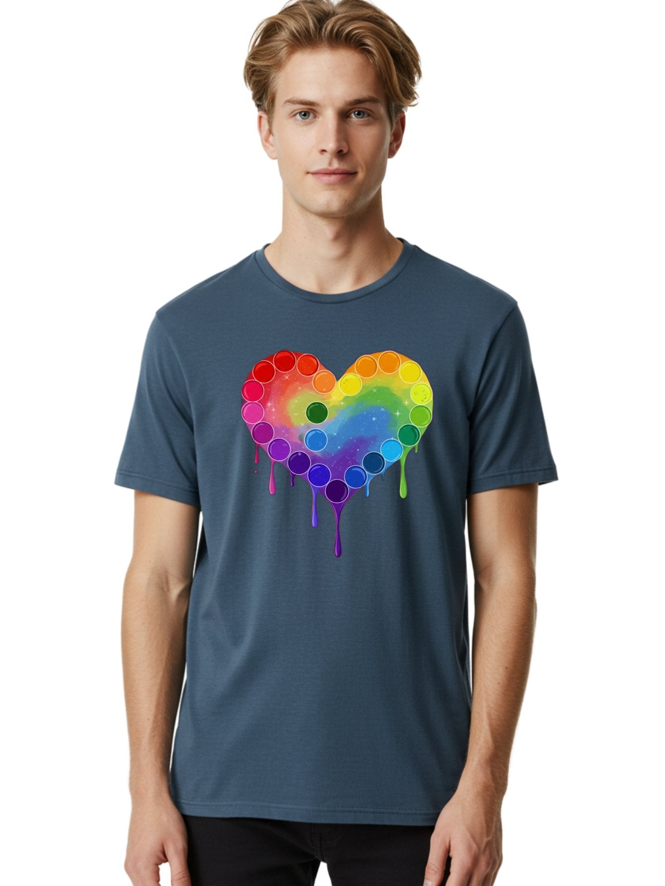 Rainbow-Heart-1 Men'S Graphic Tee, 100% Cotton, Comfortable Casual Summer Wear, Machine Washable, Vintage Camera, Old Camera, Antique Camera, Black Camera, Classic Photography, Photography Equipment, Nostalgic Device, Film Camera, Camera Art Baj729 24