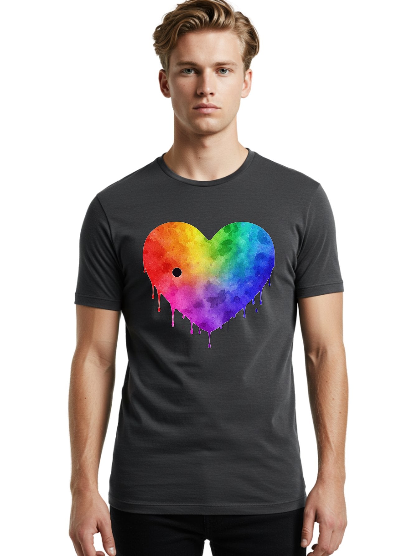 Rainbow-Heart-2 Men'S Graphic Tee, 100% Cotton, Comfortable Casual Summer Wear, Machine Washable, Vintage Camera, Old Camera, Antique Camera, Black Camera, Classic Photography, Photography Equipment, Nostalgic Device, Film Camera, Camera Art Baj732 24