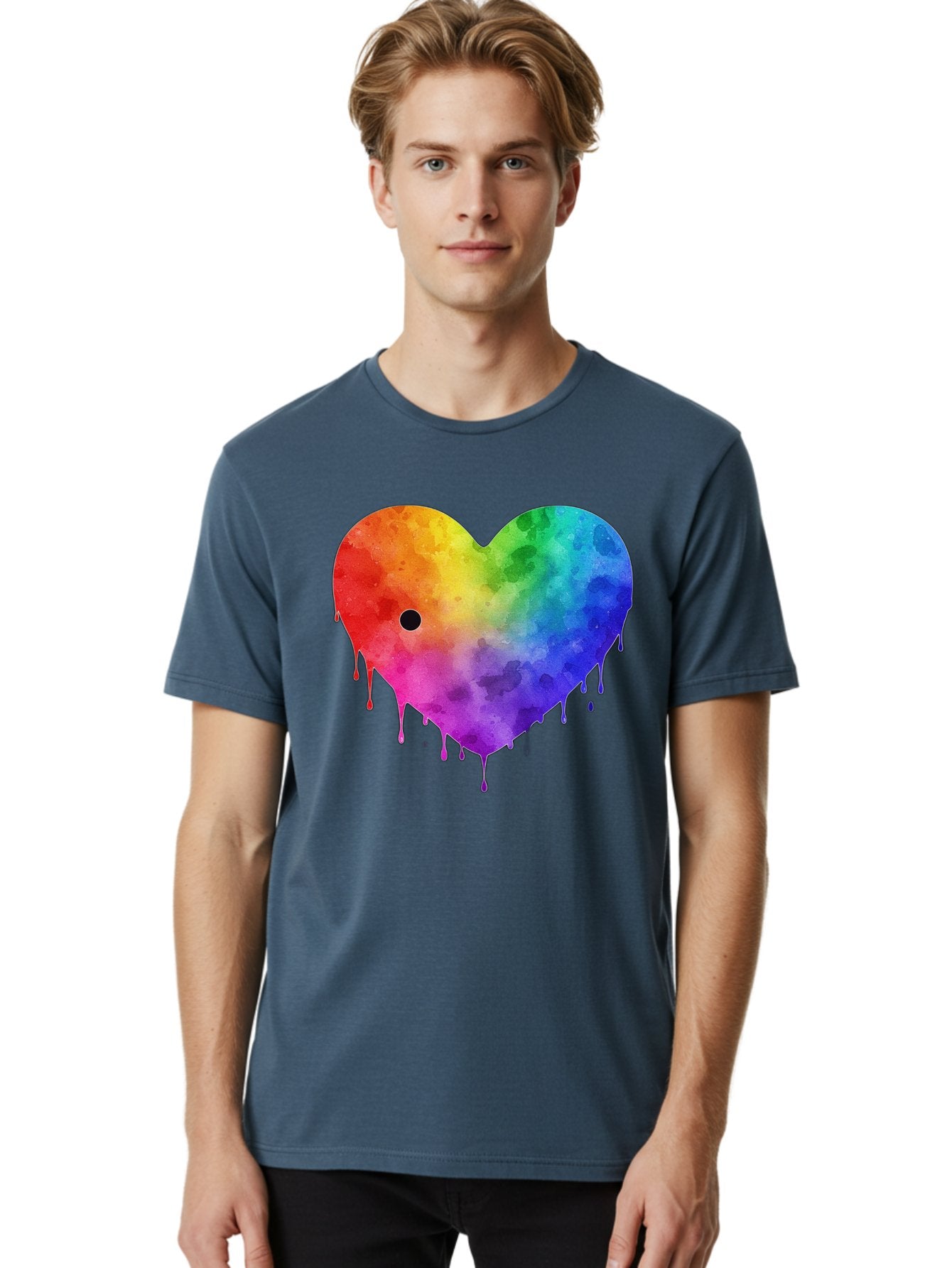 Rainbow-Heart-2 Men'S Graphic Tee, 100% Cotton, Comfortable Casual Summer Wear, Machine Washable, Vintage Camera, Old Camera, Antique Camera, Black Camera, Classic Photography, Photography Equipment, Nostalgic Device, Film Camera, Camera Art Baj732 17
