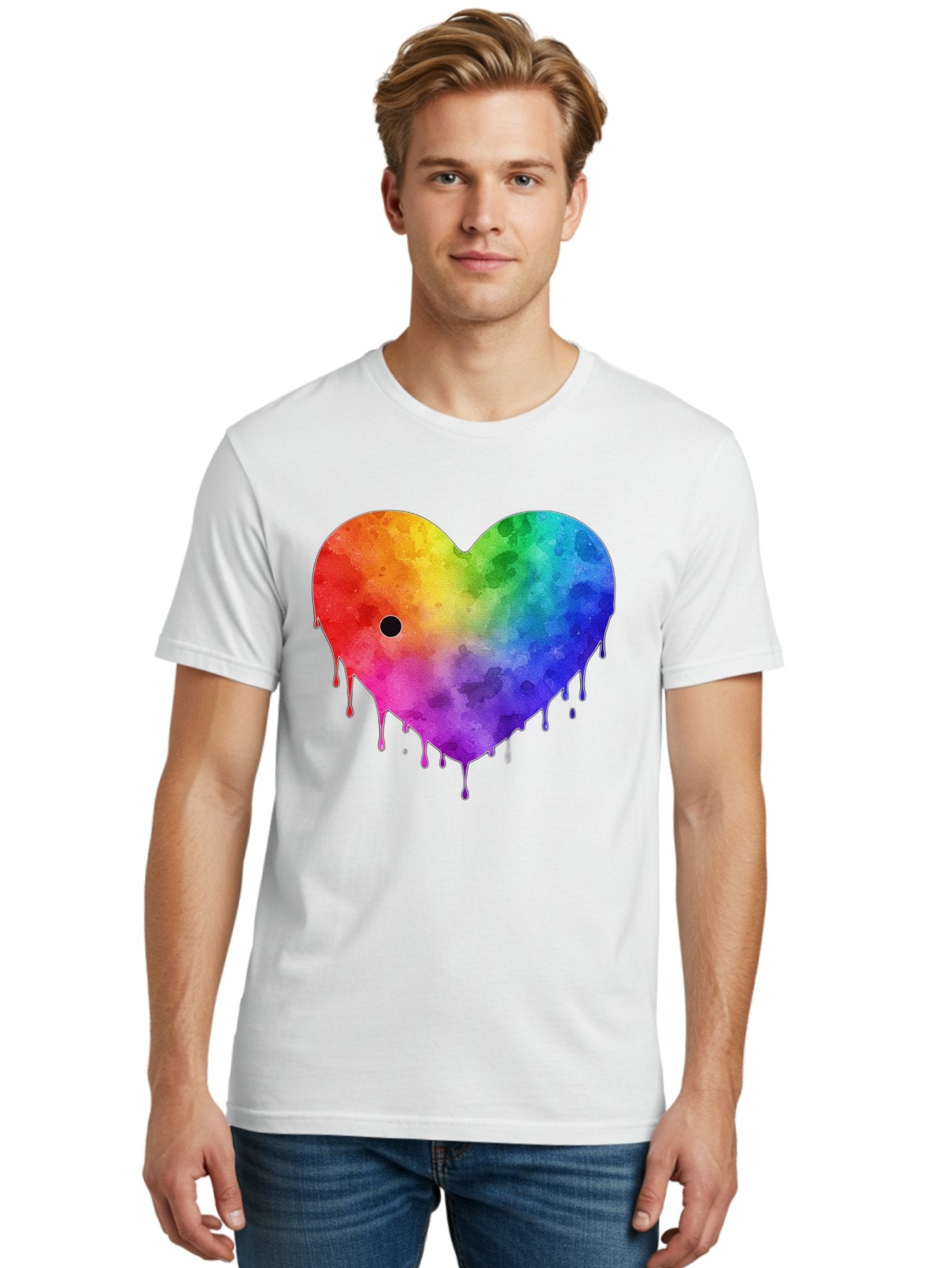 Rainbow-Heart-2 Men'S Graphic Tee, 100% Cotton, Comfortable Casual Summer Wear, Machine Washable, Vintage Camera, Old Camera, Antique Camera, Black Camera, Classic Photography, Photography Equipment, Nostalgic Device, Film Camera, Camera Art Baj732 23