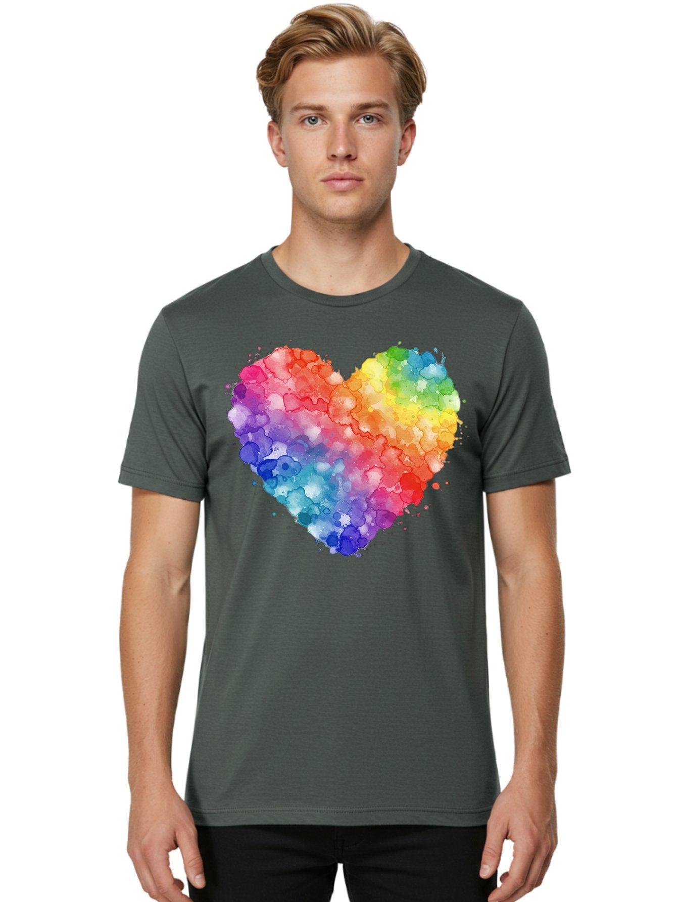 Rainbow-Heart-3 Men'S Graphic Tee, 100% Cotton, Comfortable Casual Summer Wear, Machine Washable, Vintage Camera, Old Camera, Antique Camera, Black Camera, Classic Photography, Photography Equipment, Nostalgic Device, Film Camera, Camera Art Baj733 21