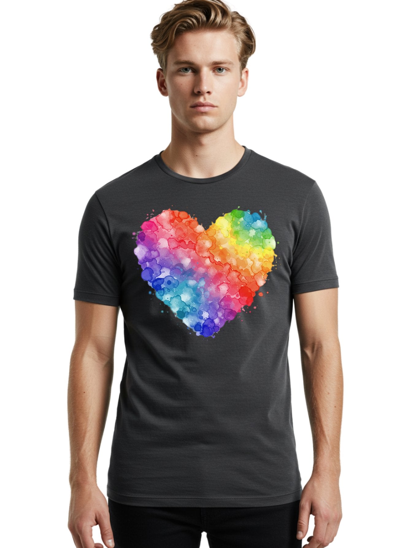 Rainbow-Heart-3 Men'S Graphic Tee, 100% Cotton, Comfortable Casual Summer Wear, Machine Washable, Vintage Camera, Old Camera, Antique Camera, Black Camera, Classic Photography, Photography Equipment, Nostalgic Device, Film Camera, Camera Art Baj733 23