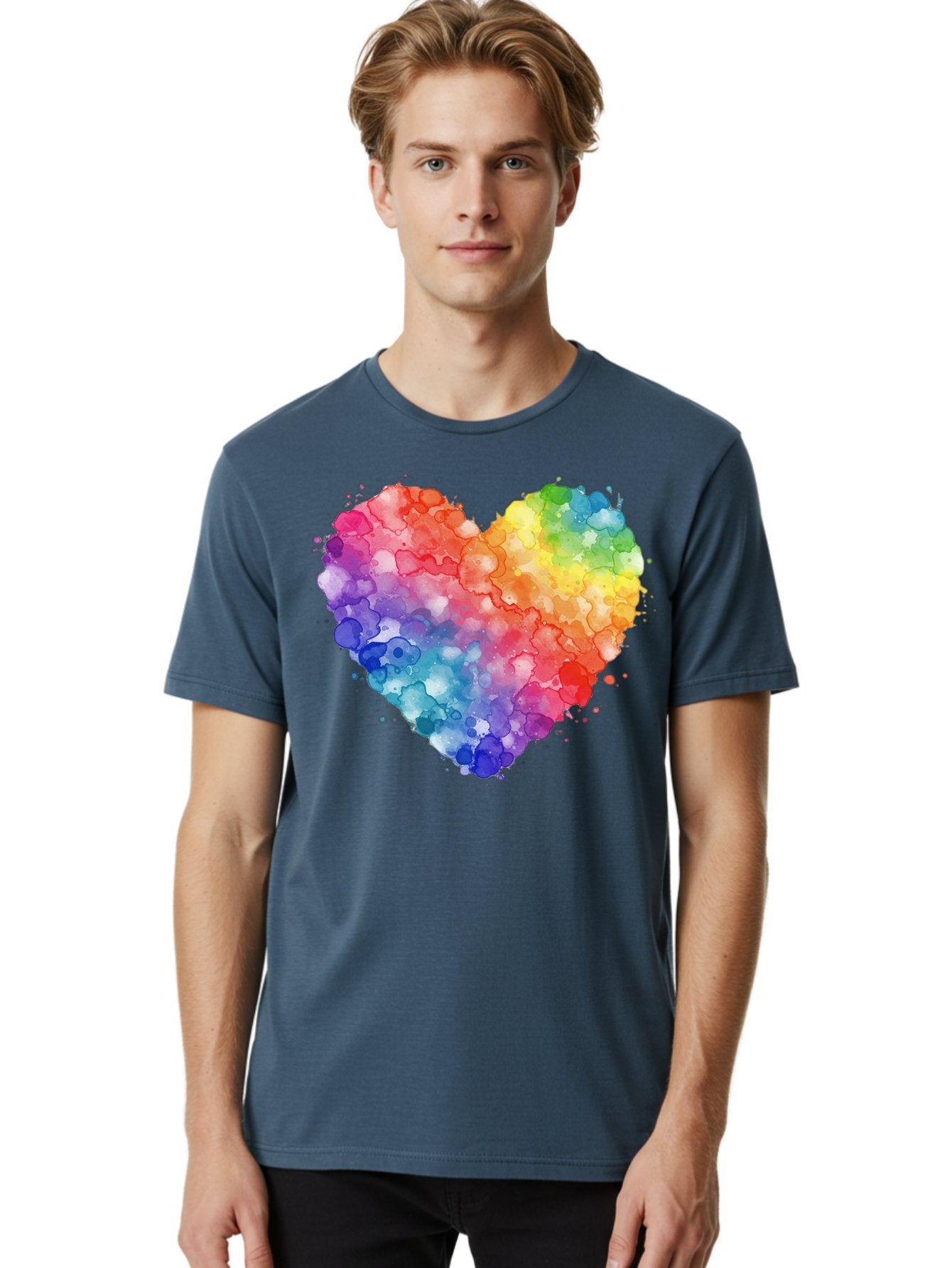 Rainbow-Heart-3 Men'S Graphic Tee, 100% Cotton, Comfortable Casual Summer Wear, Machine Washable, Vintage Camera, Old Camera, Antique Camera, Black Camera, Classic Photography, Photography Equipment, Nostalgic Device, Film Camera, Camera Art Baj733 25