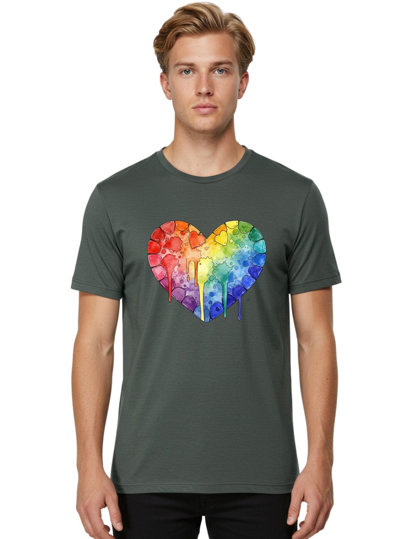 Rainbow-Heart-5 Men'S Graphic Tee, 100% Cotton, Comfortable Casual Summer Wear, Machine Washable, Vintage Camera, Old Camera, Antique Camera, Black Camera, Classic Photography, Photography Equipment, Nostalgic Device, Film Camera, Camera Art Baj735 30