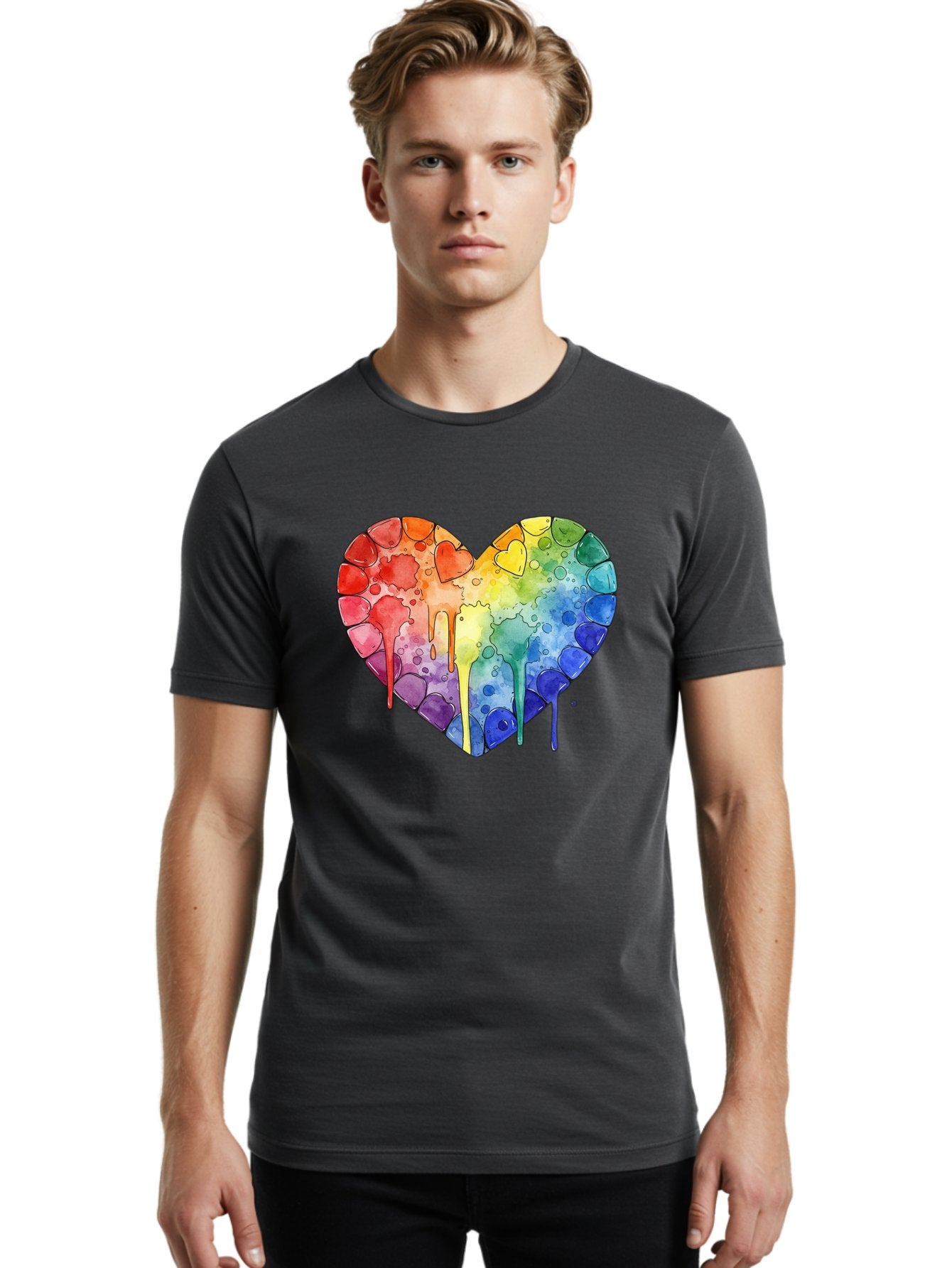 Rainbow-Heart-5 Men'S Graphic Tee, 100% Cotton, Comfortable Casual Summer Wear, Machine Washable, Vintage Camera, Old Camera, Antique Camera, Black Camera, Classic Photography, Photography Equipment, Nostalgic Device, Film Camera, Camera Art Baj735 18