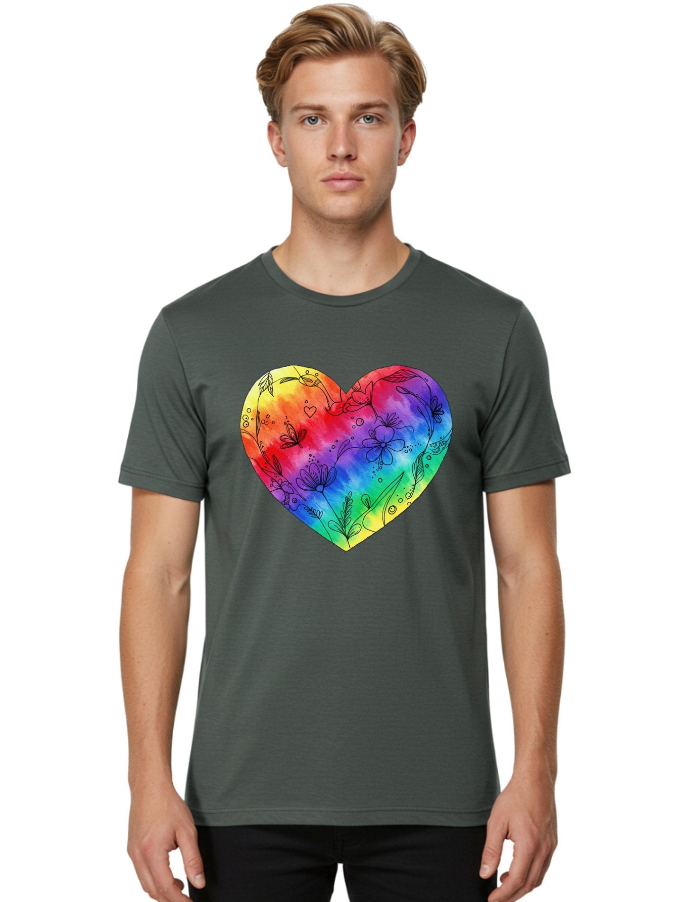 Rainbow-Heart-7 Men'S Graphic Tee, 100% Cotton, Comfortable Casual Summer Wear, Machine Washable, Vintage Camera, Old Camera, Antique Camera, Black Camera, Classic Photography, Photography Equipment, Nostalgic Device, Film Camera, Camera Art Baj737 21