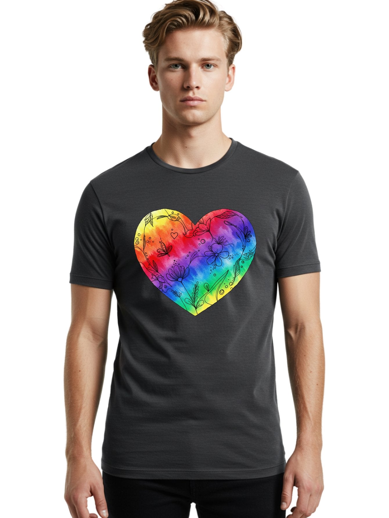Rainbow-Heart-7 Men'S Graphic Tee, 100% Cotton, Comfortable Casual Summer Wear, Machine Washable, Vintage Camera, Old Camera, Antique Camera, Black Camera, Classic Photography, Photography Equipment, Nostalgic Device, Film Camera, Camera Art Baj737 27