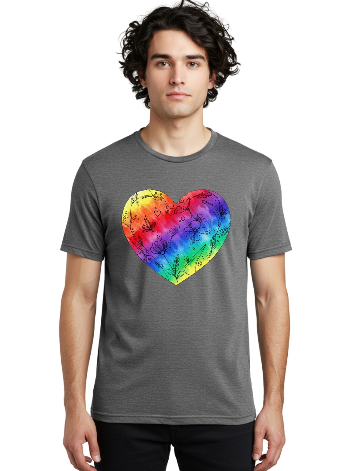 Rainbow-Heart-7 Men'S Graphic Tee, 100% Cotton, Comfortable Casual Summer Wear, Machine Washable, Vintage Camera, Old Camera, Antique Camera, Black Camera, Classic Photography, Photography Equipment, Nostalgic Device, Film Camera, Camera Art Baj737 25