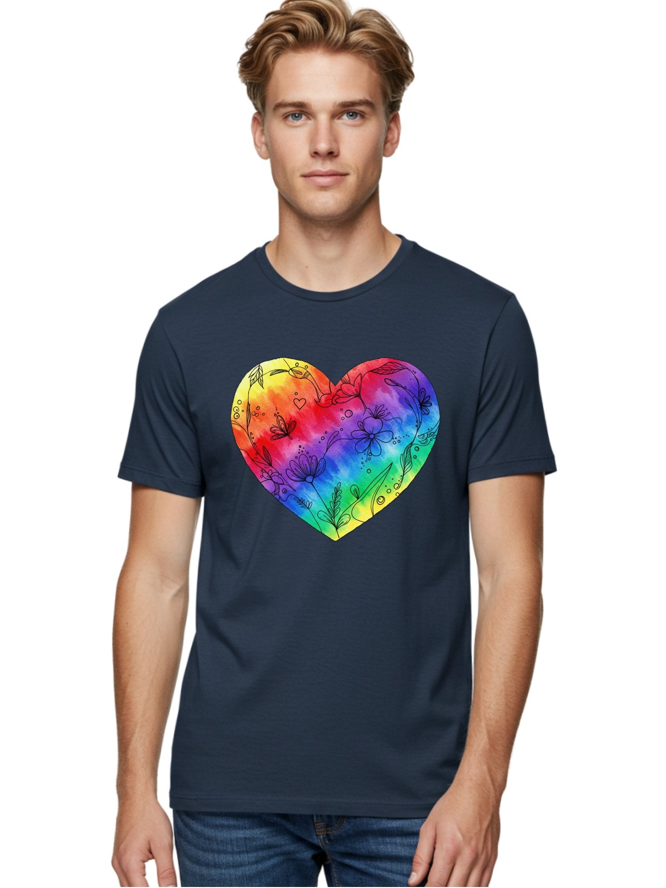 Rainbow-Heart-7 Men'S Graphic Tee, 100% Cotton, Comfortable Casual Summer Wear, Machine Washable, Vintage Camera, Old Camera, Antique Camera, Black Camera, Classic Photography, Photography Equipment, Nostalgic Device, Film Camera, Camera Art Baj737 24