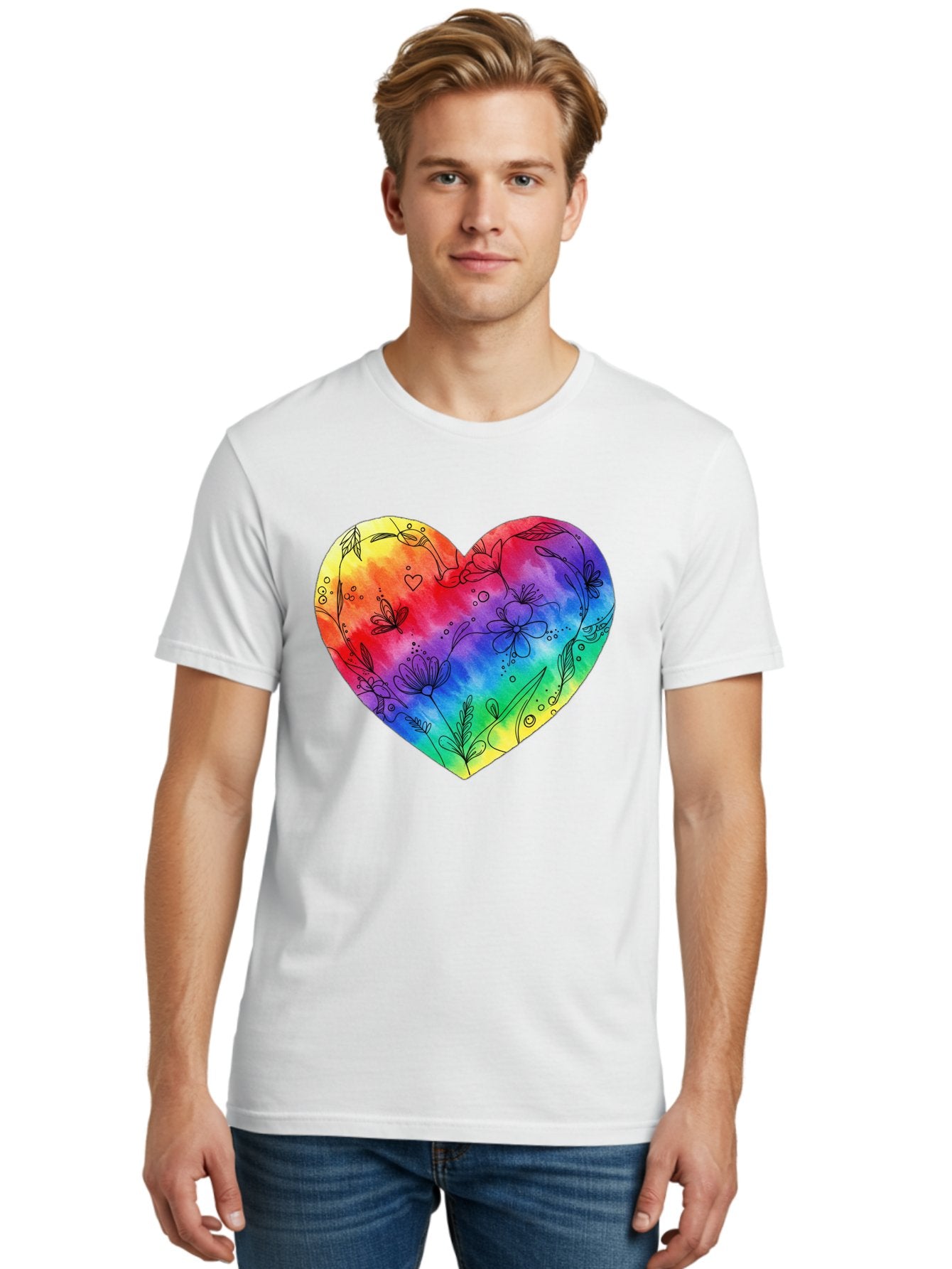 Rainbow-Heart-7 Men'S Graphic Tee, 100% Cotton, Comfortable Casual Summer Wear, Machine Washable, Vintage Camera, Old Camera, Antique Camera, Black Camera, Classic Photography, Photography Equipment, Nostalgic Device, Film Camera, Camera Art Baj737 28