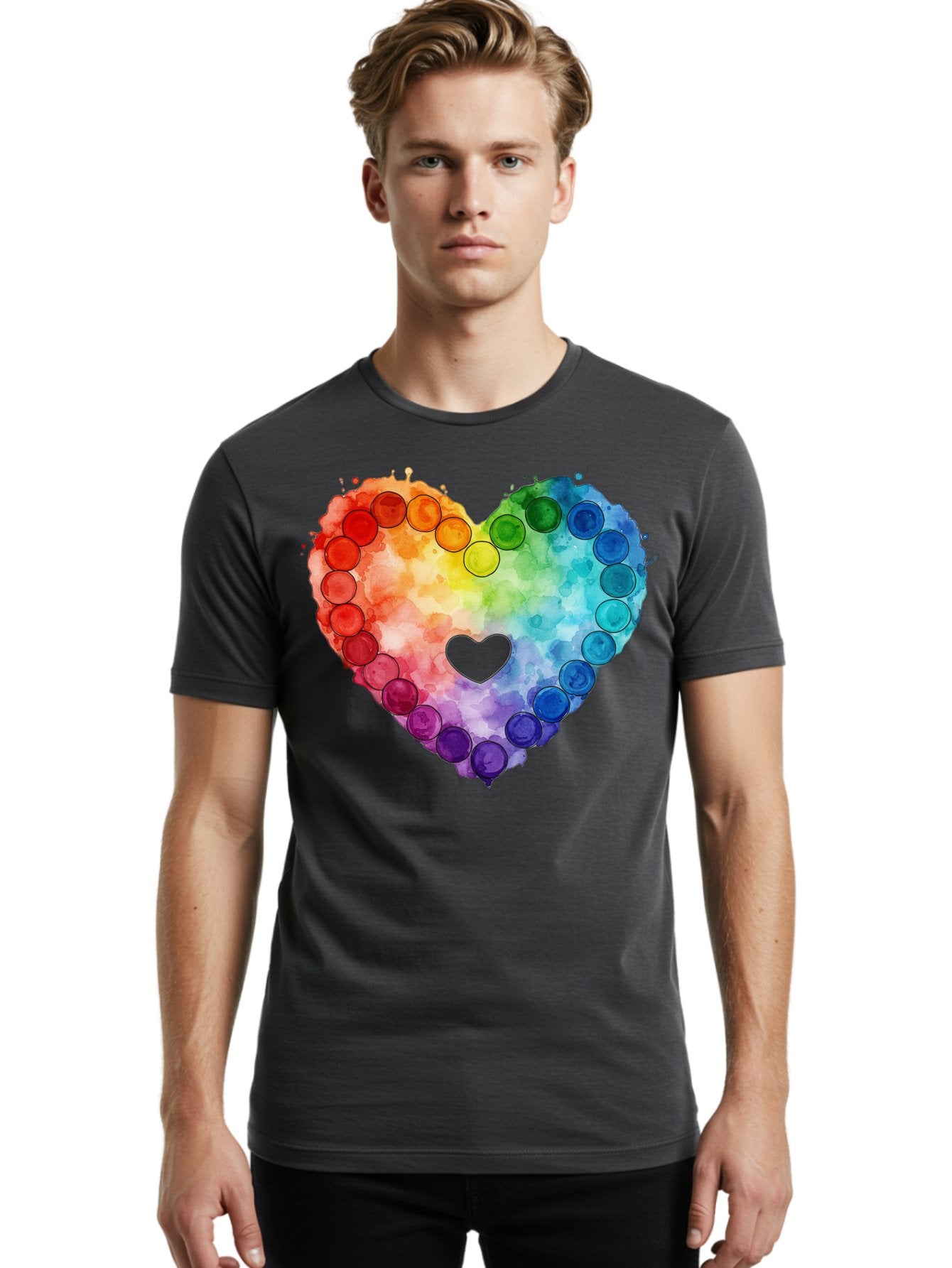 Rainbow-Heart-8 Men'S Graphic Tee, 100% Cotton, Comfortable Casual Summer Wear, Machine Washable, Vintage Camera, Old Camera, Antique Camera, Black Camera, Classic Photography, Photography Equipment, Nostalgic Device, Film Camera, Camera Art Baj738 18