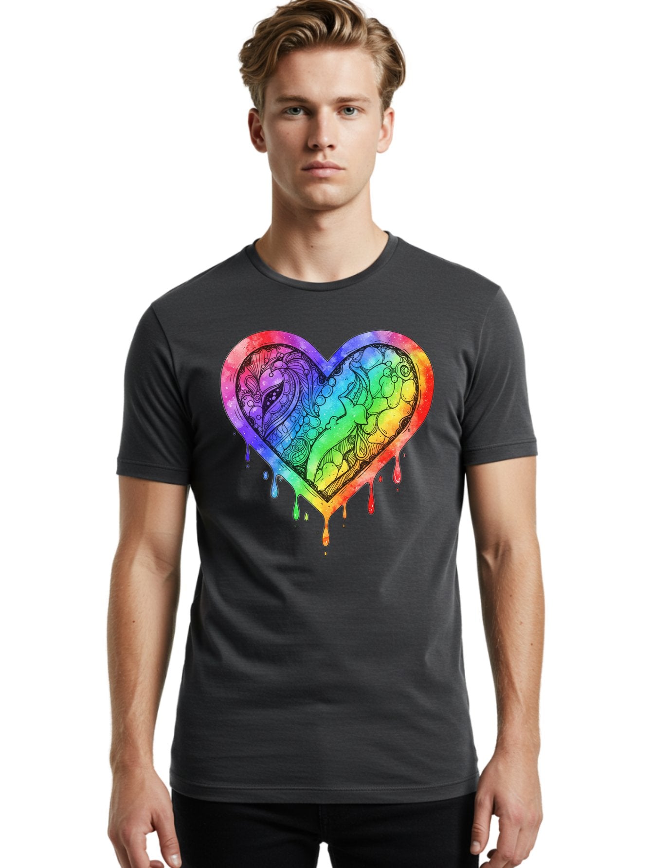 Rainbow-Heart-Koi Men'S Graphic Tee, 100% Cotton, Comfortable Casual Summer Wear, Machine Washable, Vintage Camera, Old Camera, Antique Camera, Black Camera, Classic Photography, Photography Equipment, Nostalgic Device, Film Camera, Camera Art Baj740 25