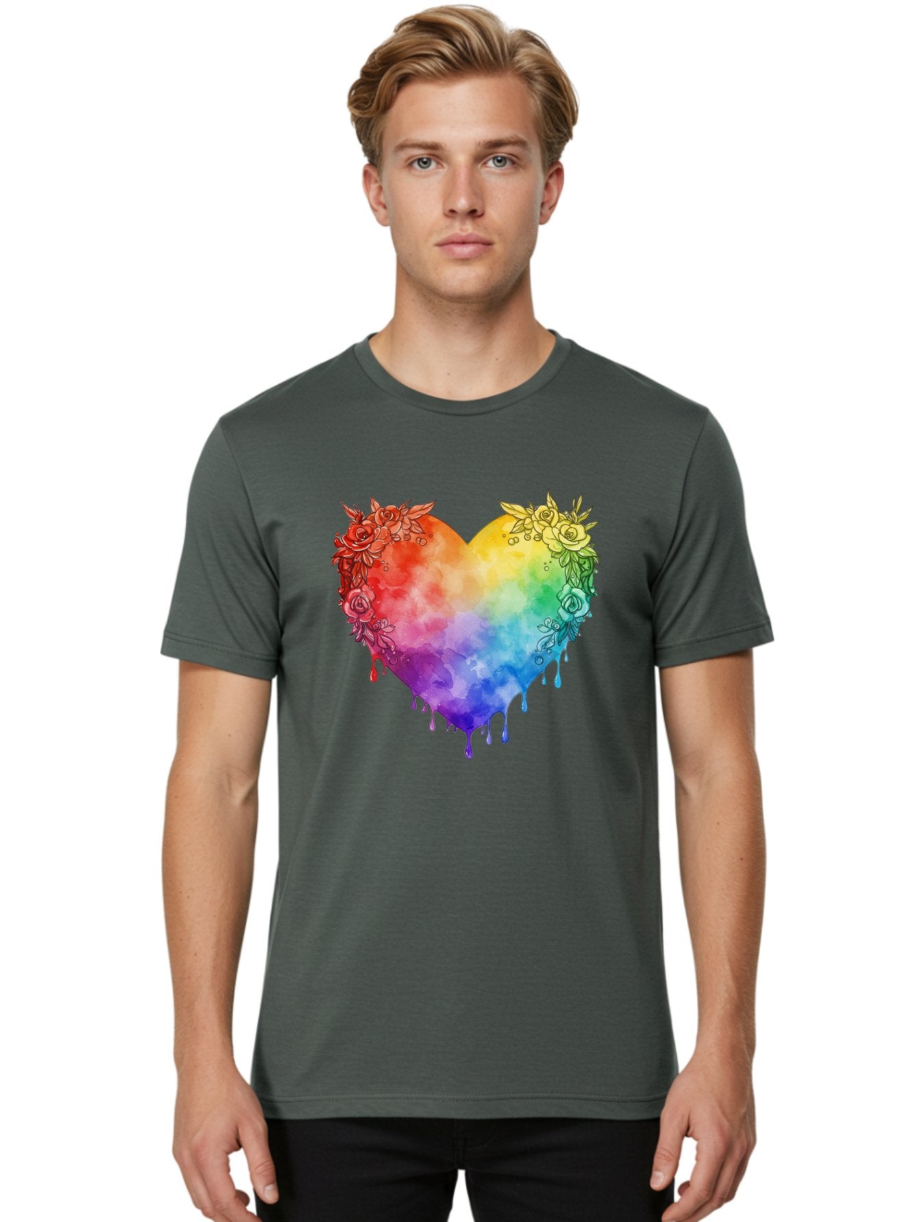 Rainbow-Heart-With-Roses Men'S Graphic Tee, 100% Cotton, Comfortable Casual Summer Wear, Machine Washable, Vintage Camera, Old Camera, Antique Camera, Black Camera, Classic Photography, Photography Equipment, Nostalgic Device, Film Camera, Baj741 19