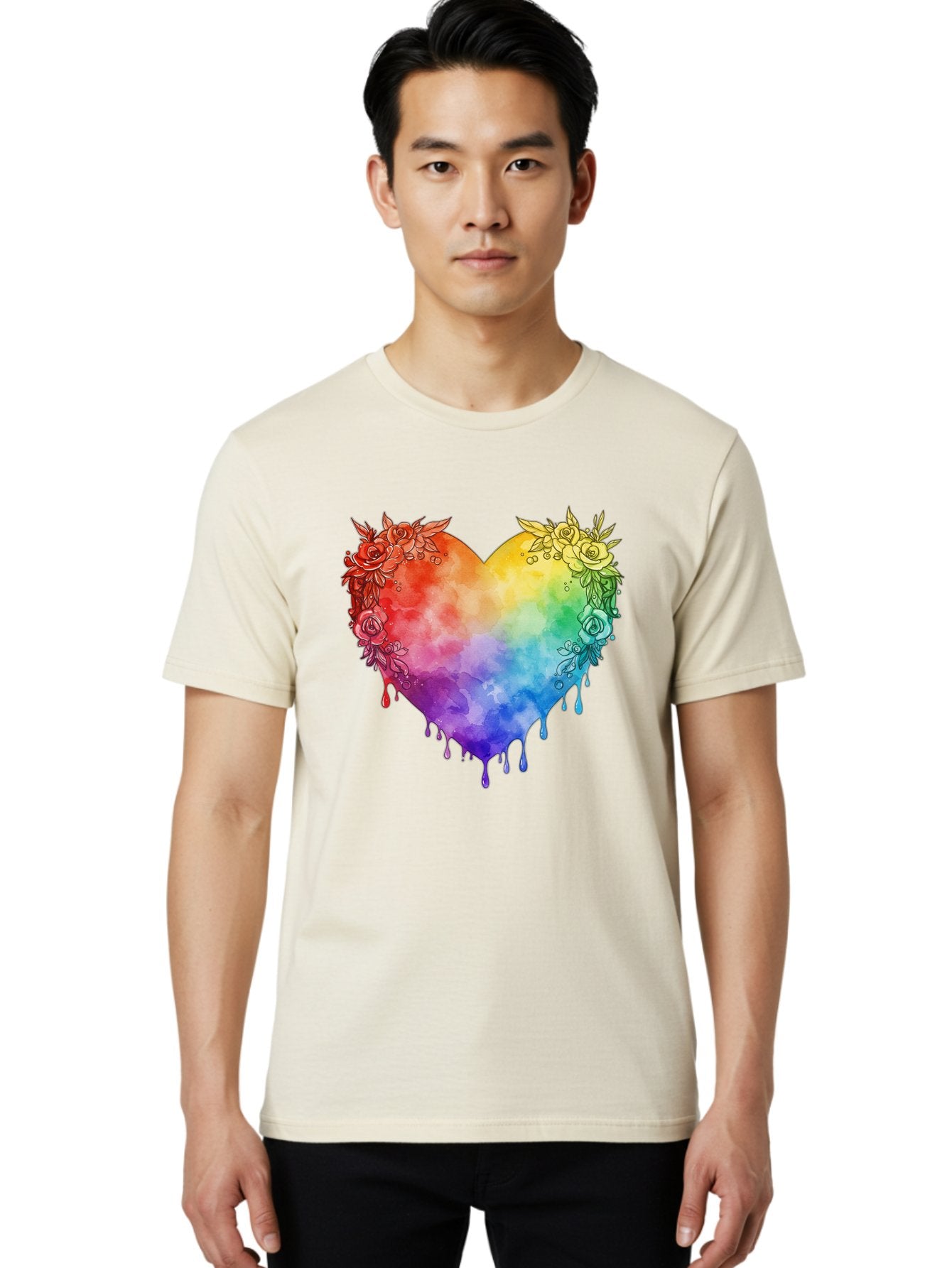 Rainbow-Heart-With-Roses Men'S Graphic Tee, 100% Cotton, Comfortable Casual Summer Wear, Machine Washable, Vintage Camera, Old Camera, Antique Camera, Black Camera, Classic Photography, Photography Equipment, Nostalgic Device, Film Camera, Baj741 26